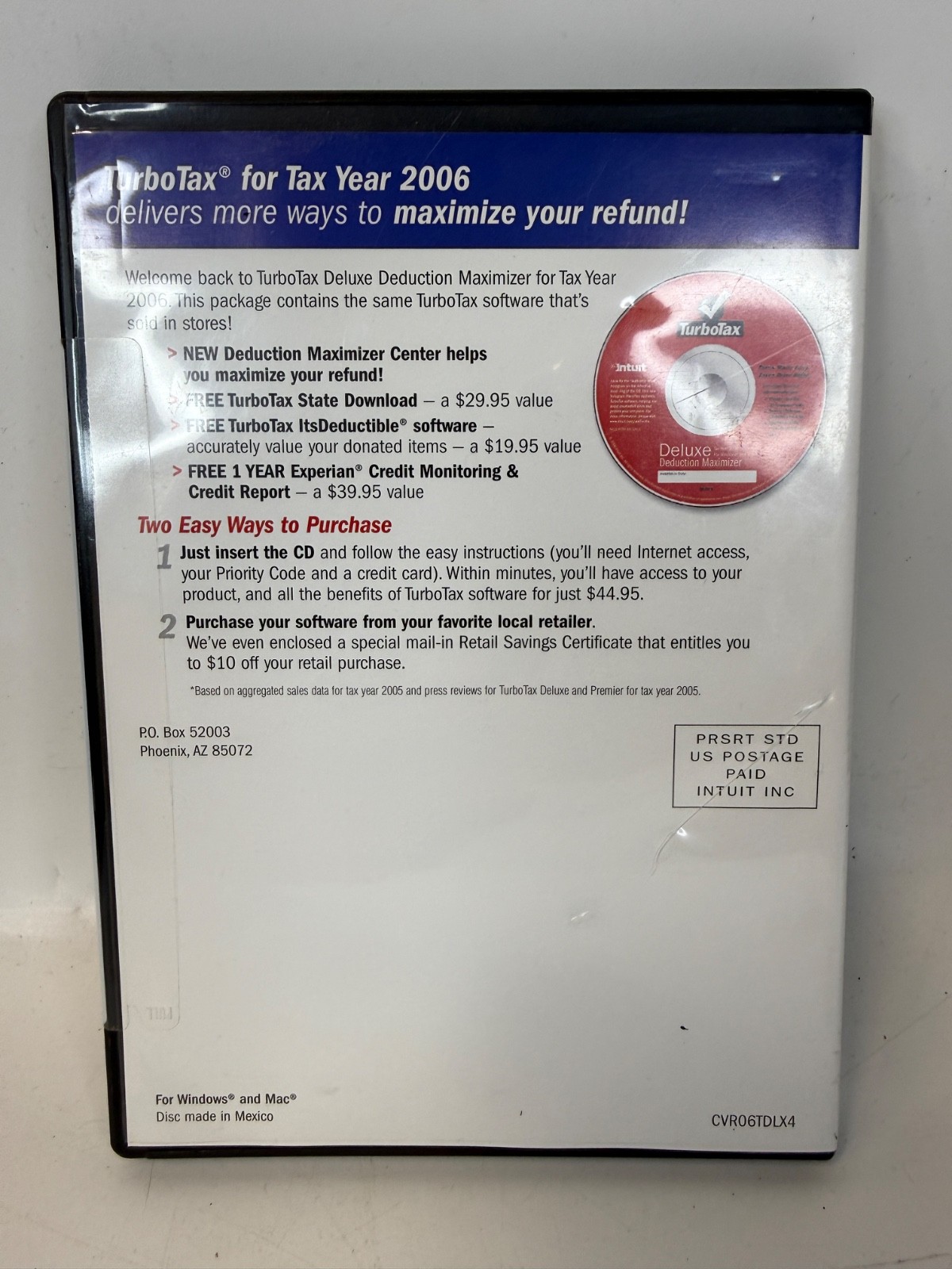 Turbotax 2006 Deluxe Federal plus state 2006 Turbo tax For Window’s and Mac NEW