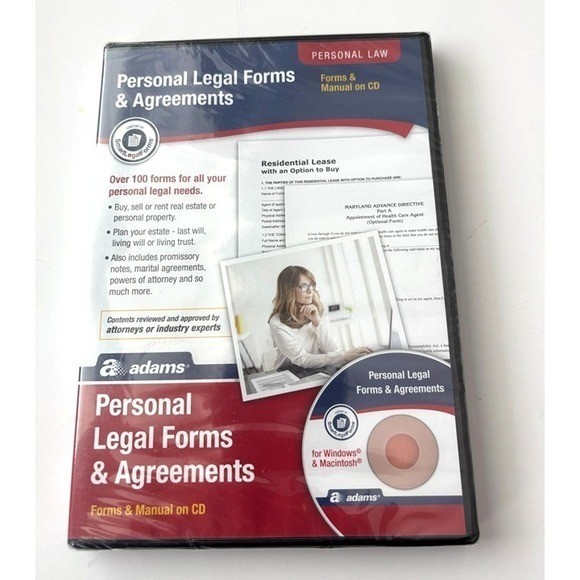 Legal Forms Software Adams Personal Agreements CD Manual New