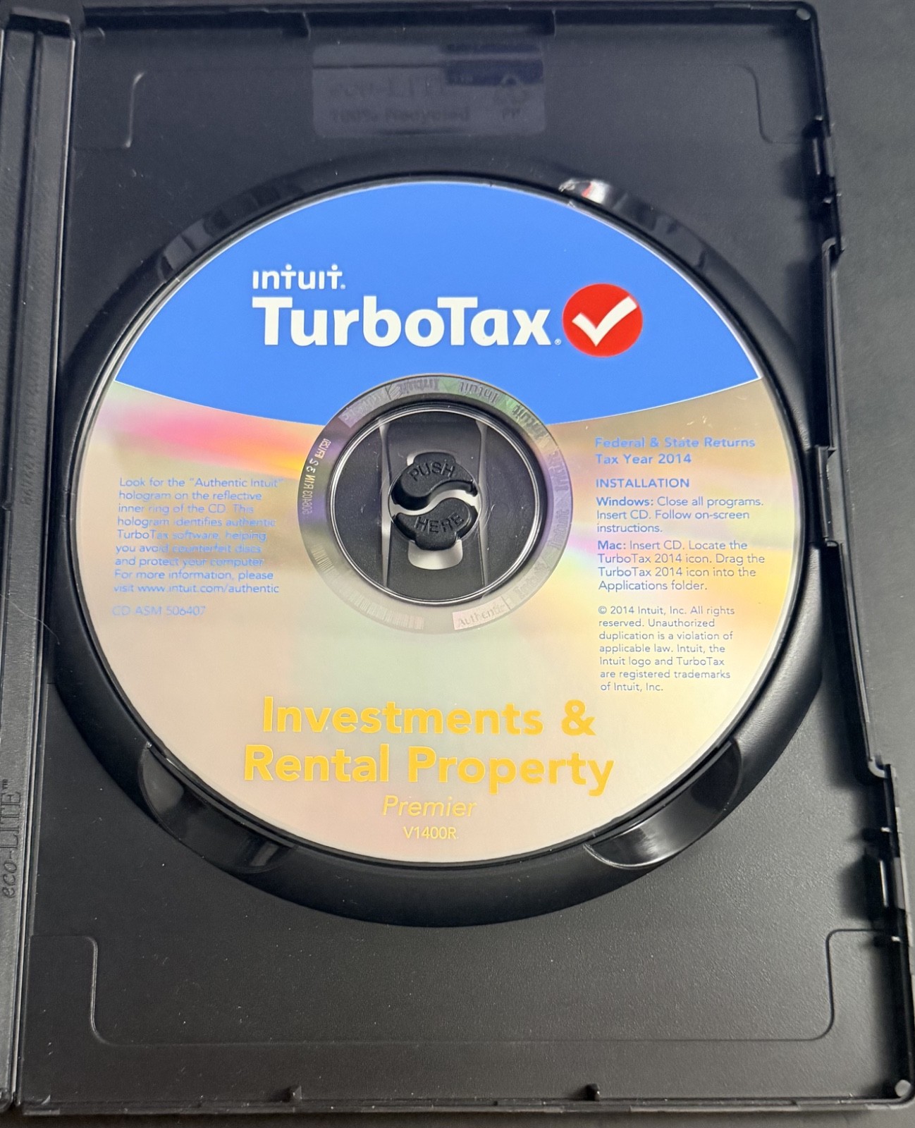 USED TurboTax Premier Federal + State 2014 CD for Windows and Mac