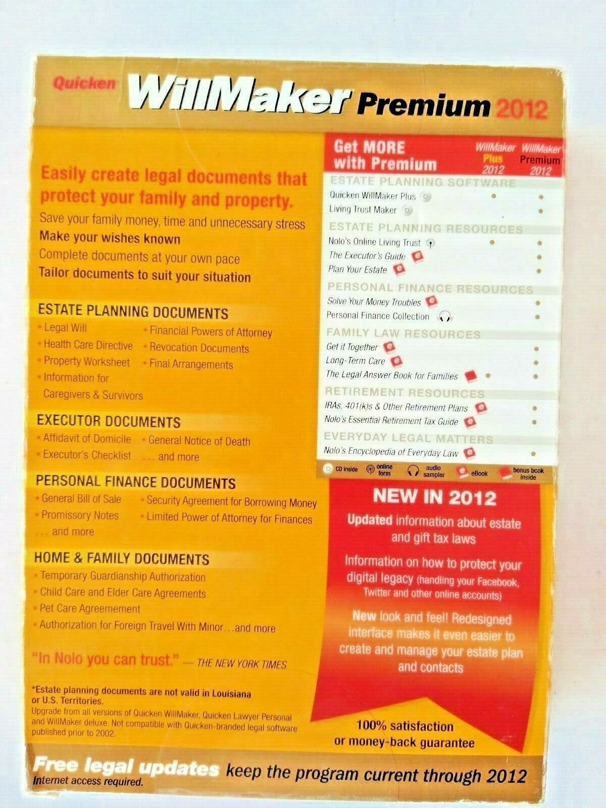 NOLO Quicken Willmaker Premium Estate Planning Software (XP, Vista, Windows 7)