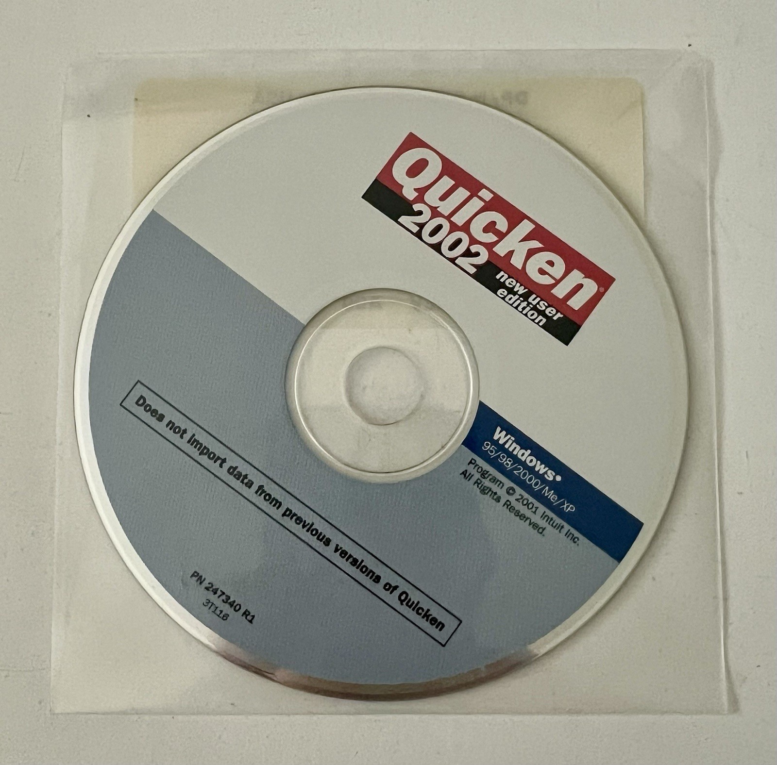 Quicken 2002 New User Sealed Edition Software CD New In Plastic Sleeve.