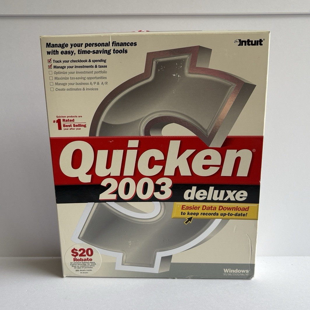 Intuit Quicken 2003 Deluxe Personal Finance CD for Windows 95-XP English
