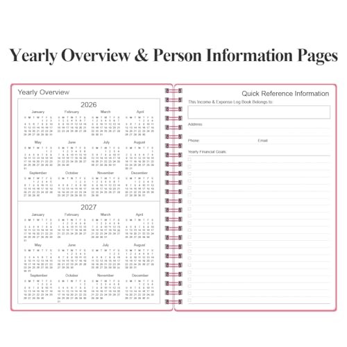 Income & Expense Log Book – A5 Income and Expense Tracker 5.8″ x 8.5″ Pink-a