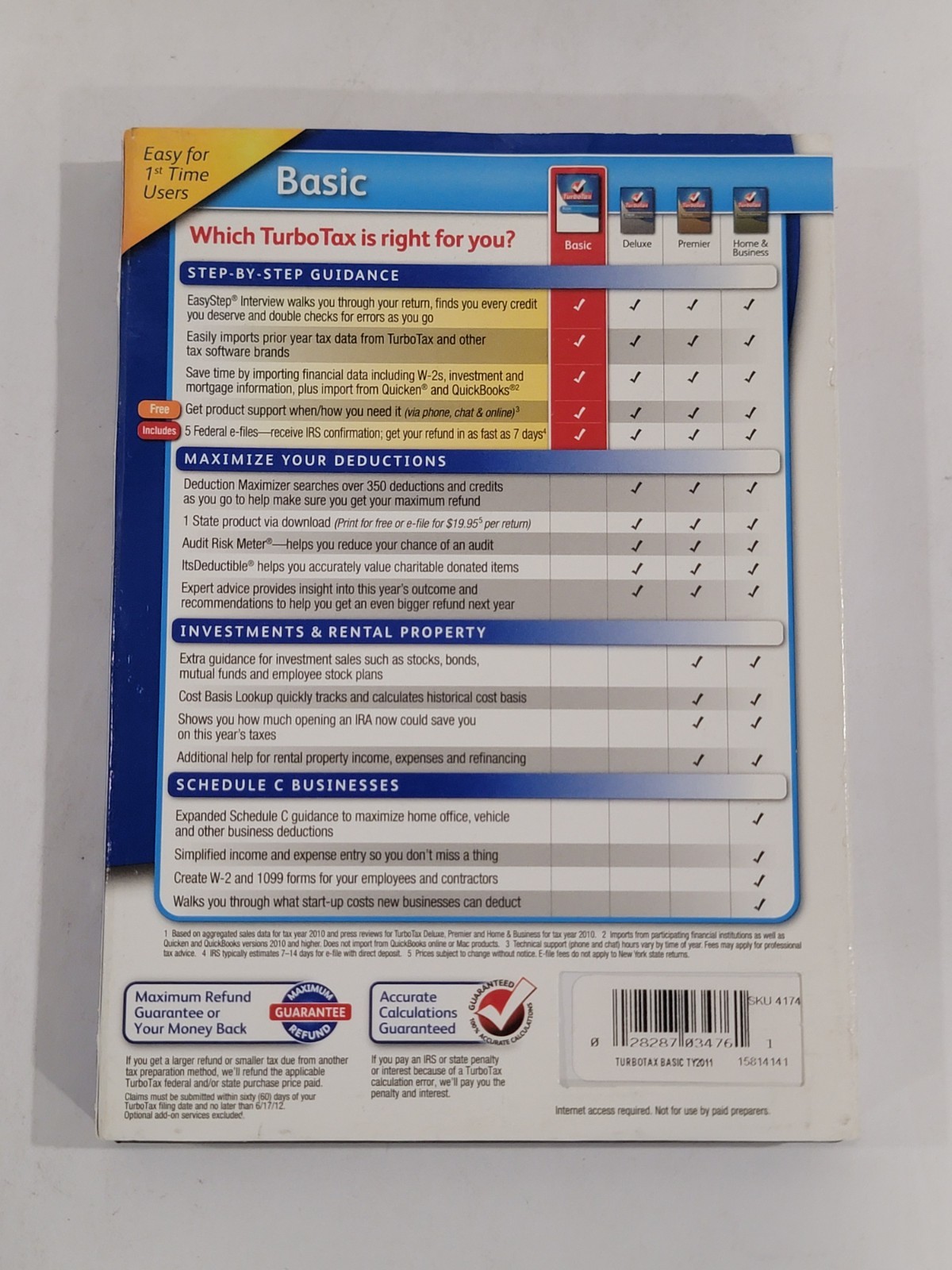 Intuit TurboTax Basic 2011 Software – Federal Only
