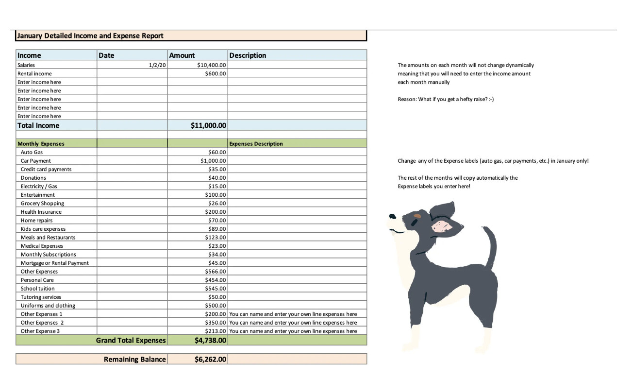 Dave Ramsey-Inspired Yearly Budget | Dog Theme | Digital Download