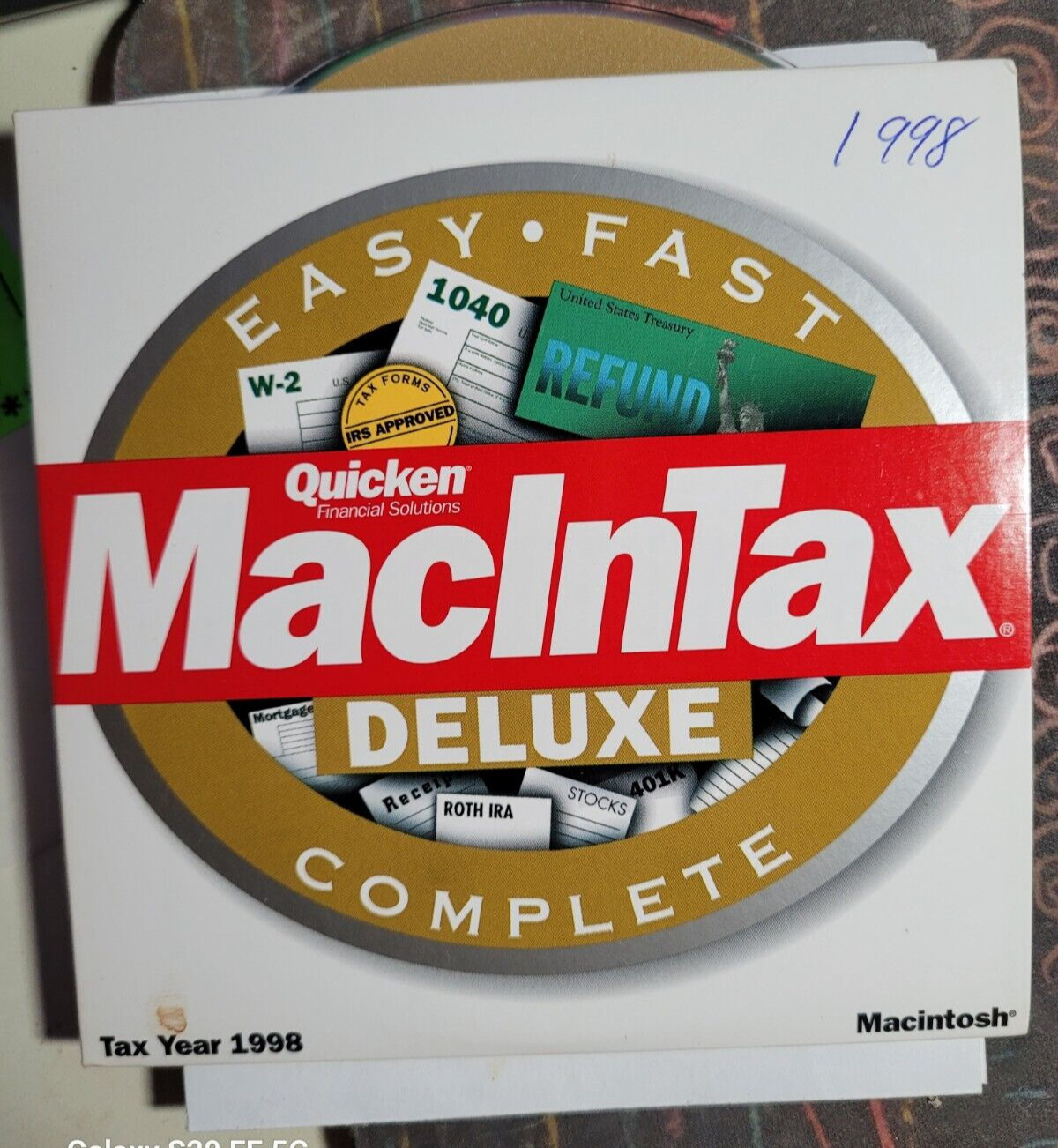Quicken MacInTax Deluxe CD 1998 Tax Year-Macintosh -Intuit-Complete -Easy-Fast