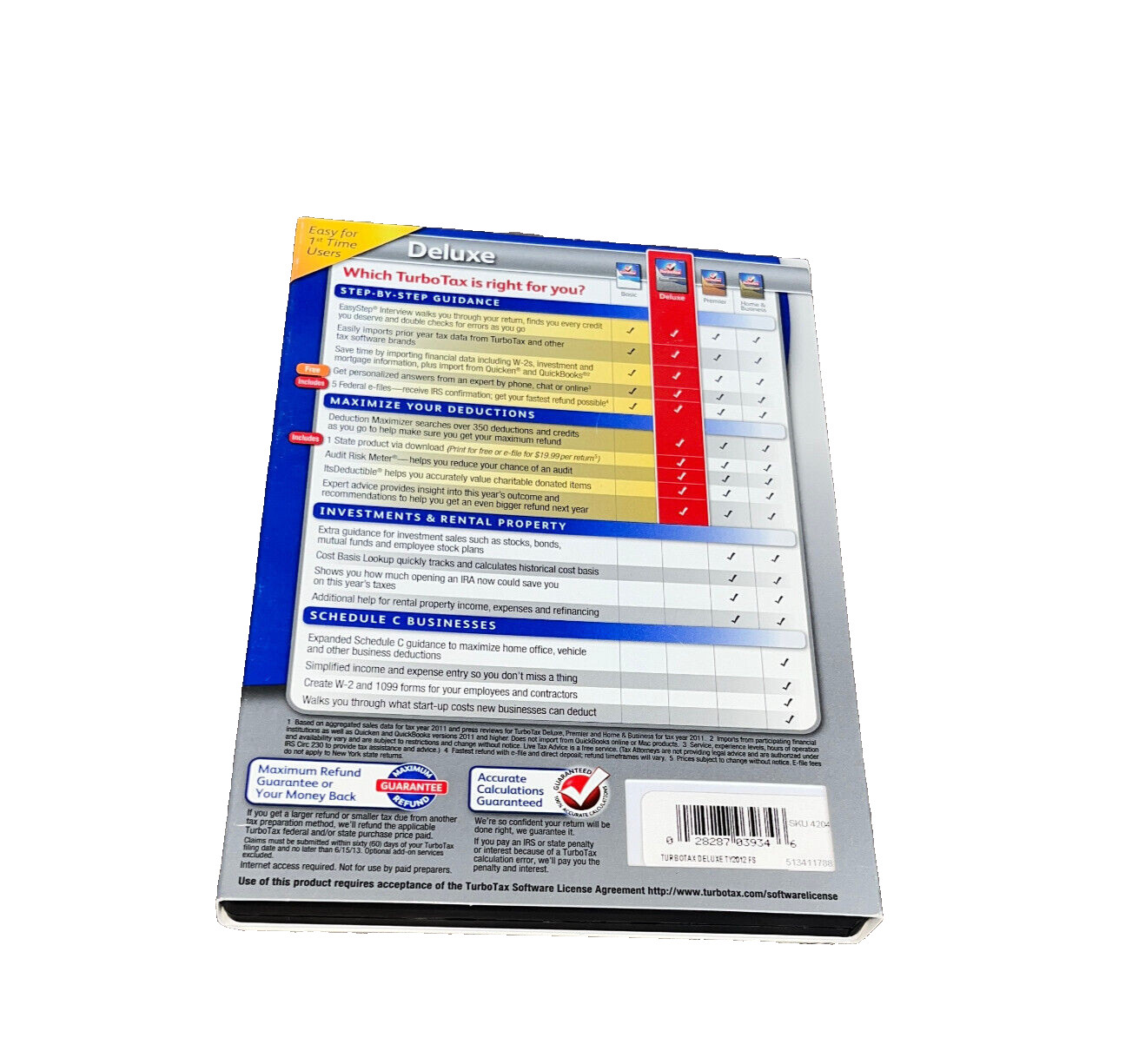 Intuit 2012 TURBOTAX DELUXE PERSONAL TAX SOFTWARE FEDERAL E-FILE & STATE