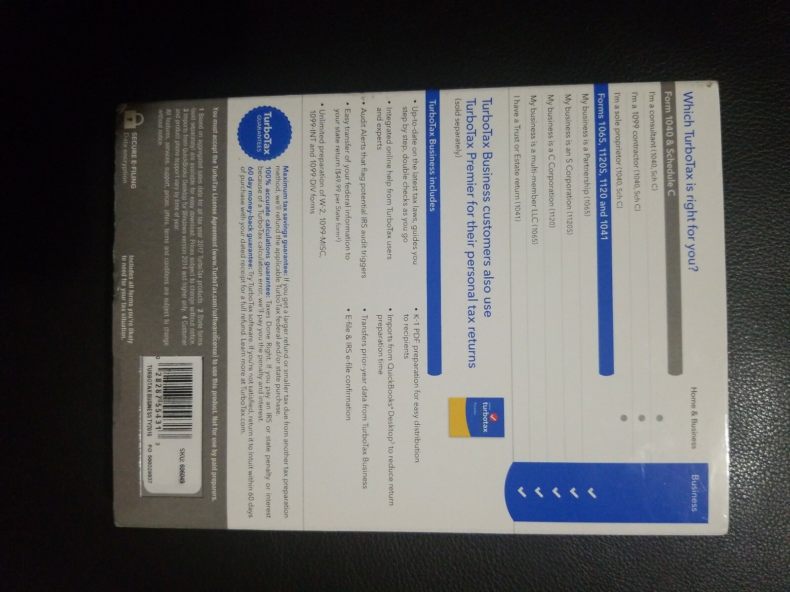 Intuit TurboTax 2018 Business Federal + E-File. Free USA Shipping. New Sealed