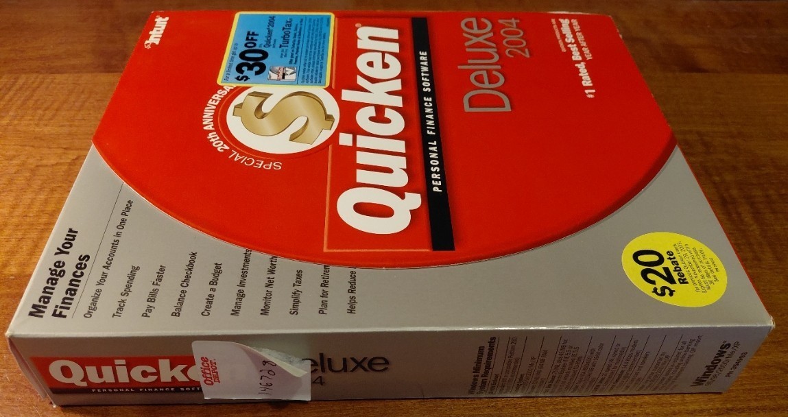 Quicken Deluxe 2004 Box CD for Windows 95/98/2000/ME/XP – Plus 2007 WillMaker