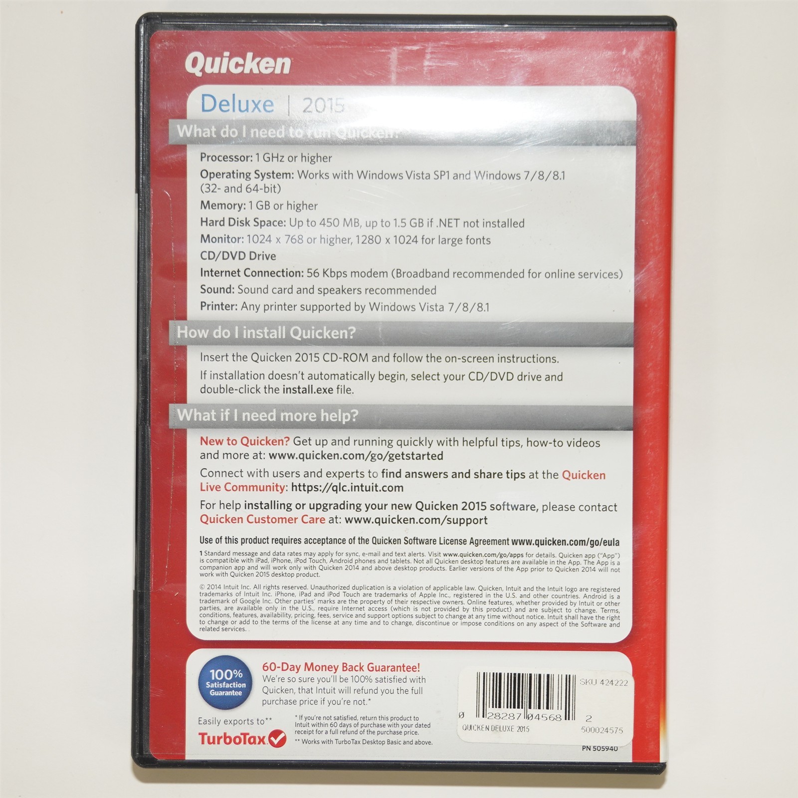 Quicken 2015 Deluxe Personal Finance Software Window Vista SP1, 7, 8, 8.1 SEALED