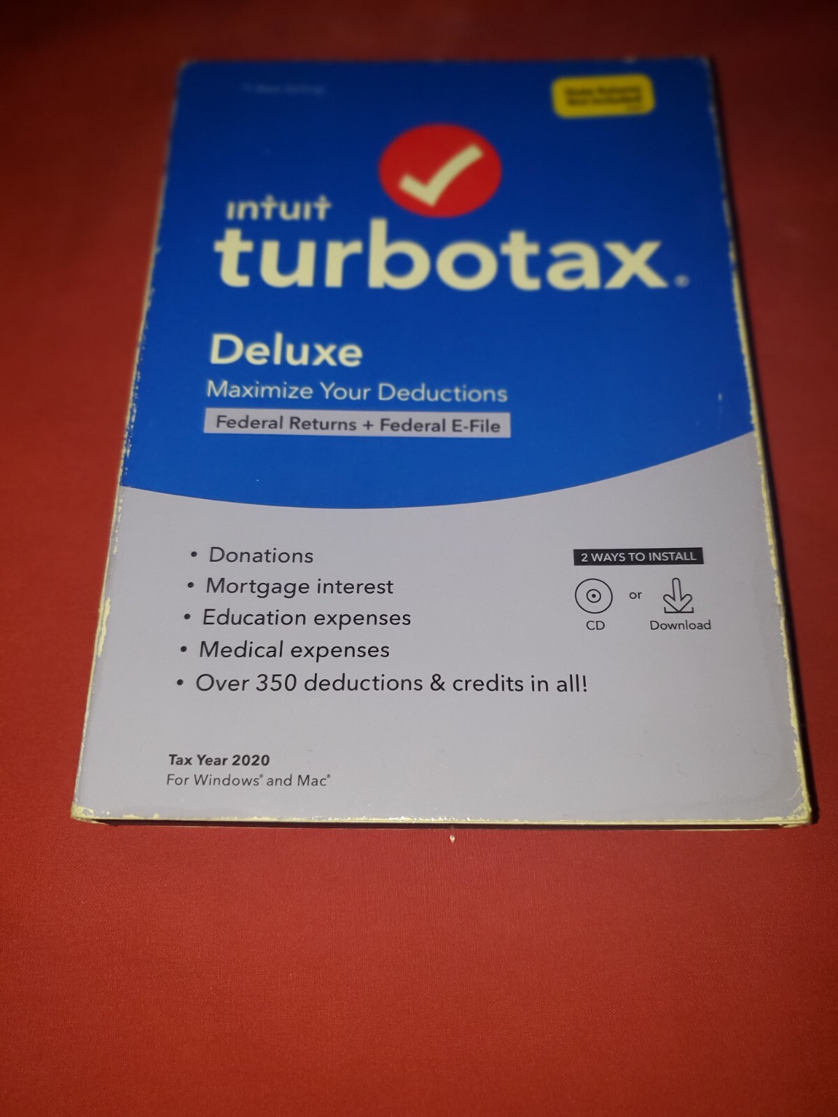 NEW SEALED INTUIT TURBOTAX DELUXE TAX YEAR 2020 STATE TAXES NOT INCLUDED