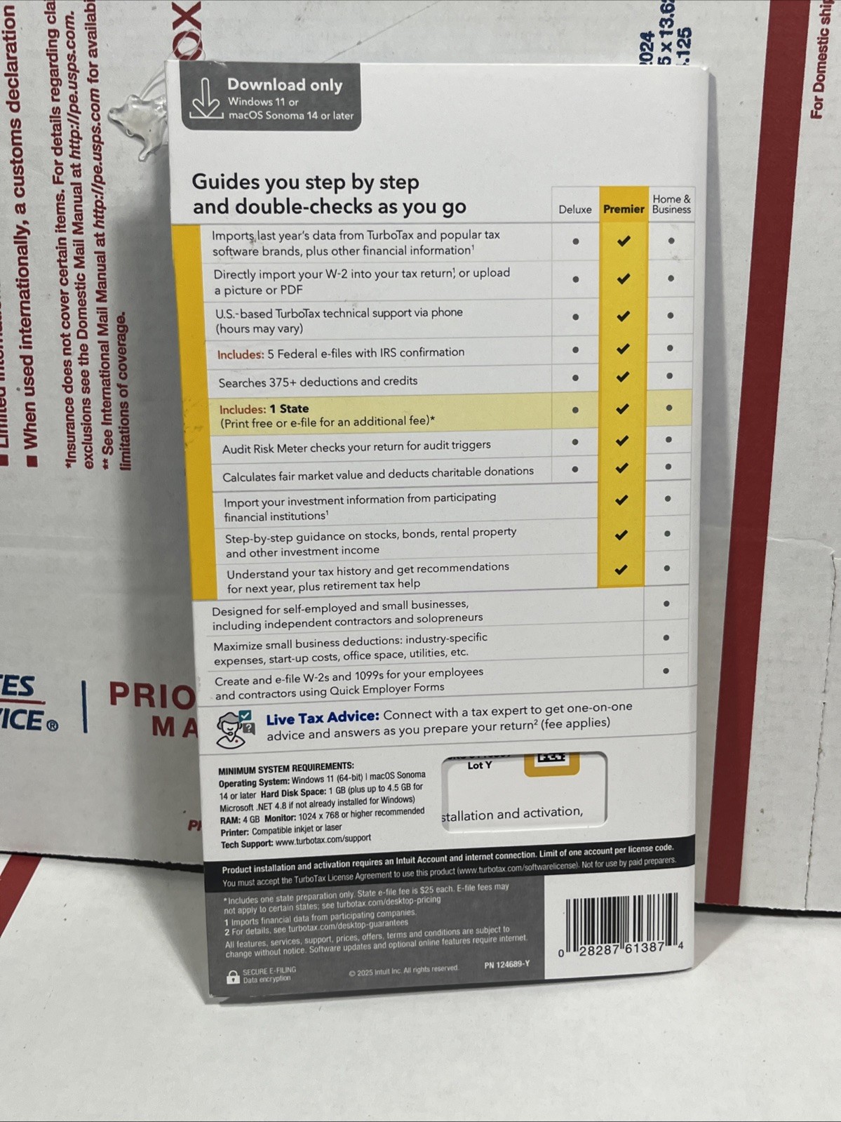 New TurboTax Premier 2025 Tax Software Fed & State Tax Win & Mac Sealed