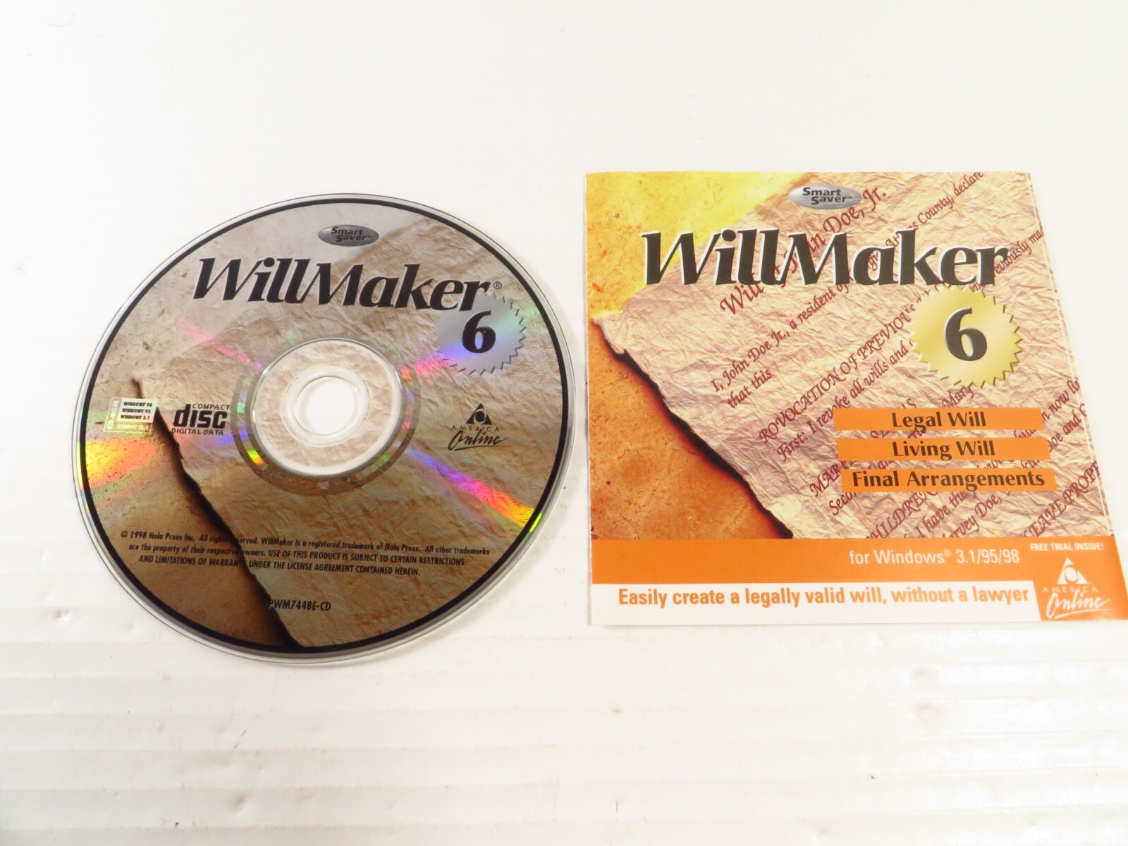 WillMaker 6 Software Windows 3.1 & Windows 95 98 CD 1998