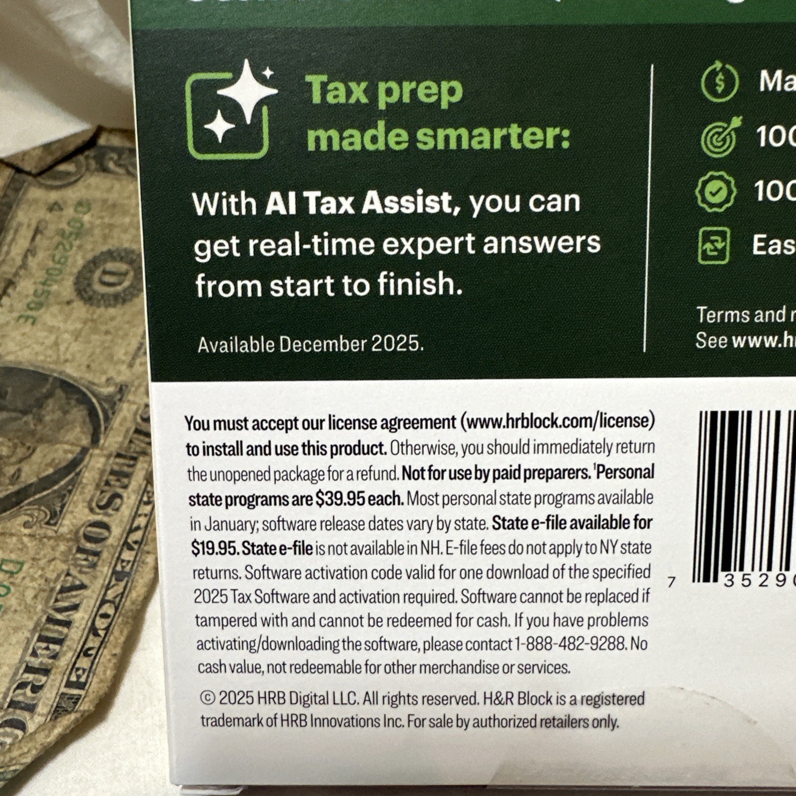 H&R Block Tax Software Deluxe + State 2025 Key Card PC / MAC USA Turbotax
