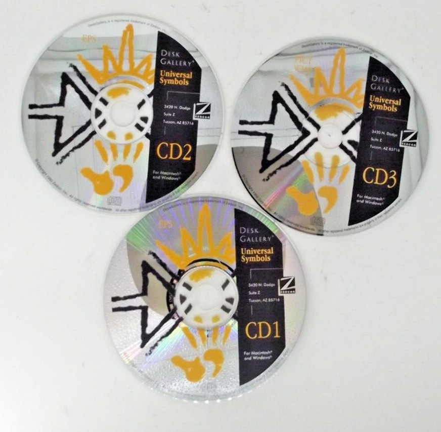 Zedcor Desk Gallery Universal Symbols Clip Art Stock 3 CD-ROM 1994 Mac Windows