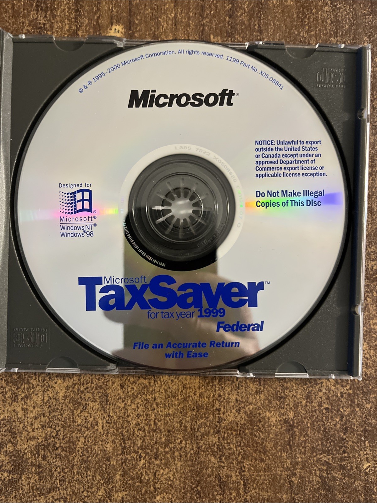 Microsoft Federal Tax Saver For Tax Year 1999
