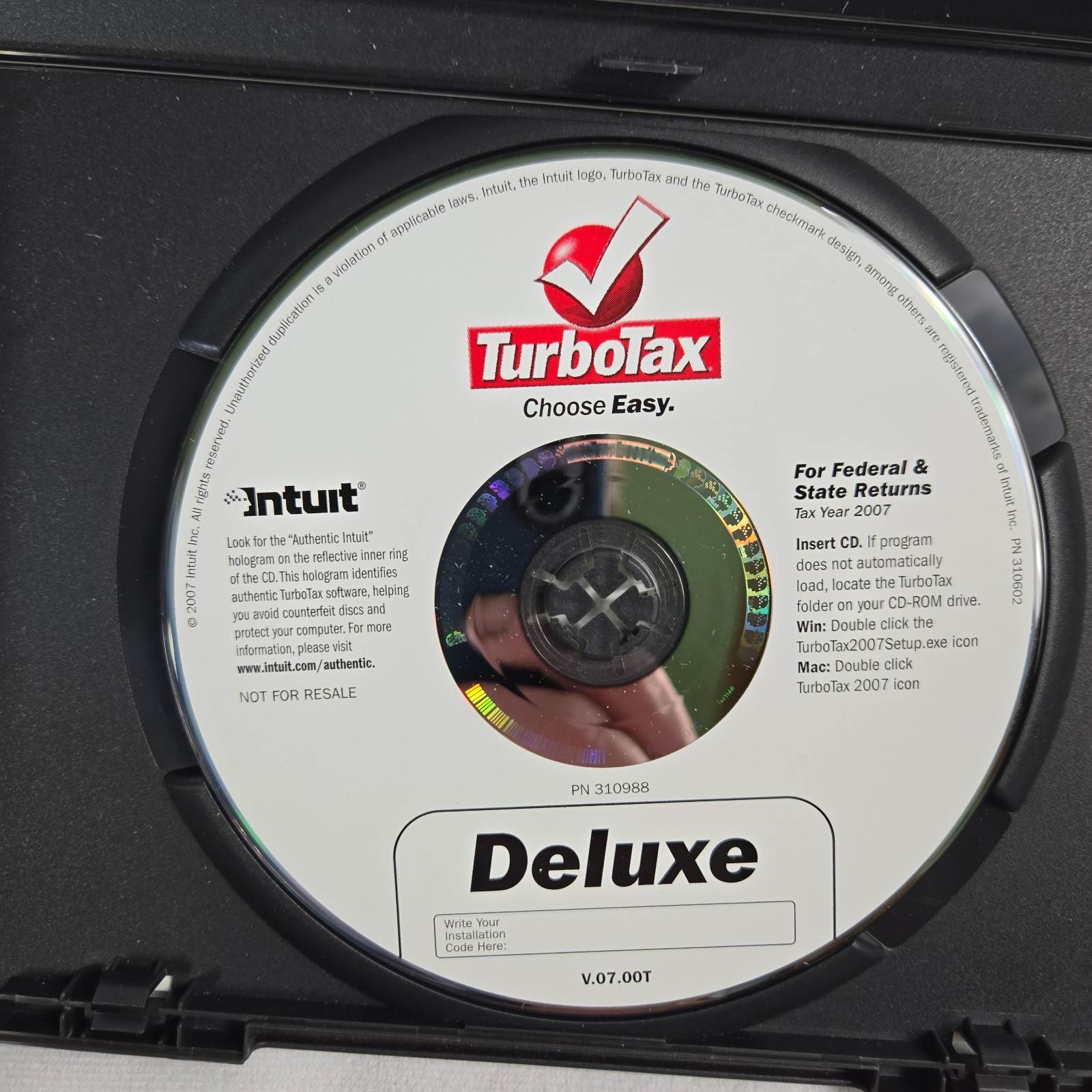 TurboTax Software Lot of 3 TurboTax Basic for 2003 and Deluxe for 2006 and 2007