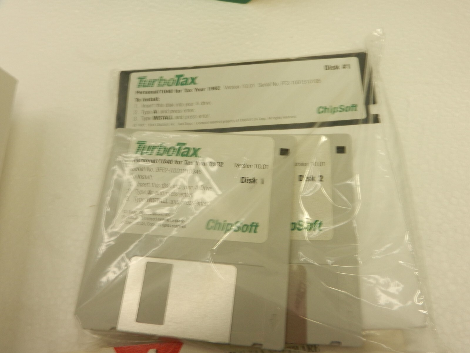 TurboTax 1992 Personal/1040 3.5 and 5-1/4 floppy disks VER 10.0
