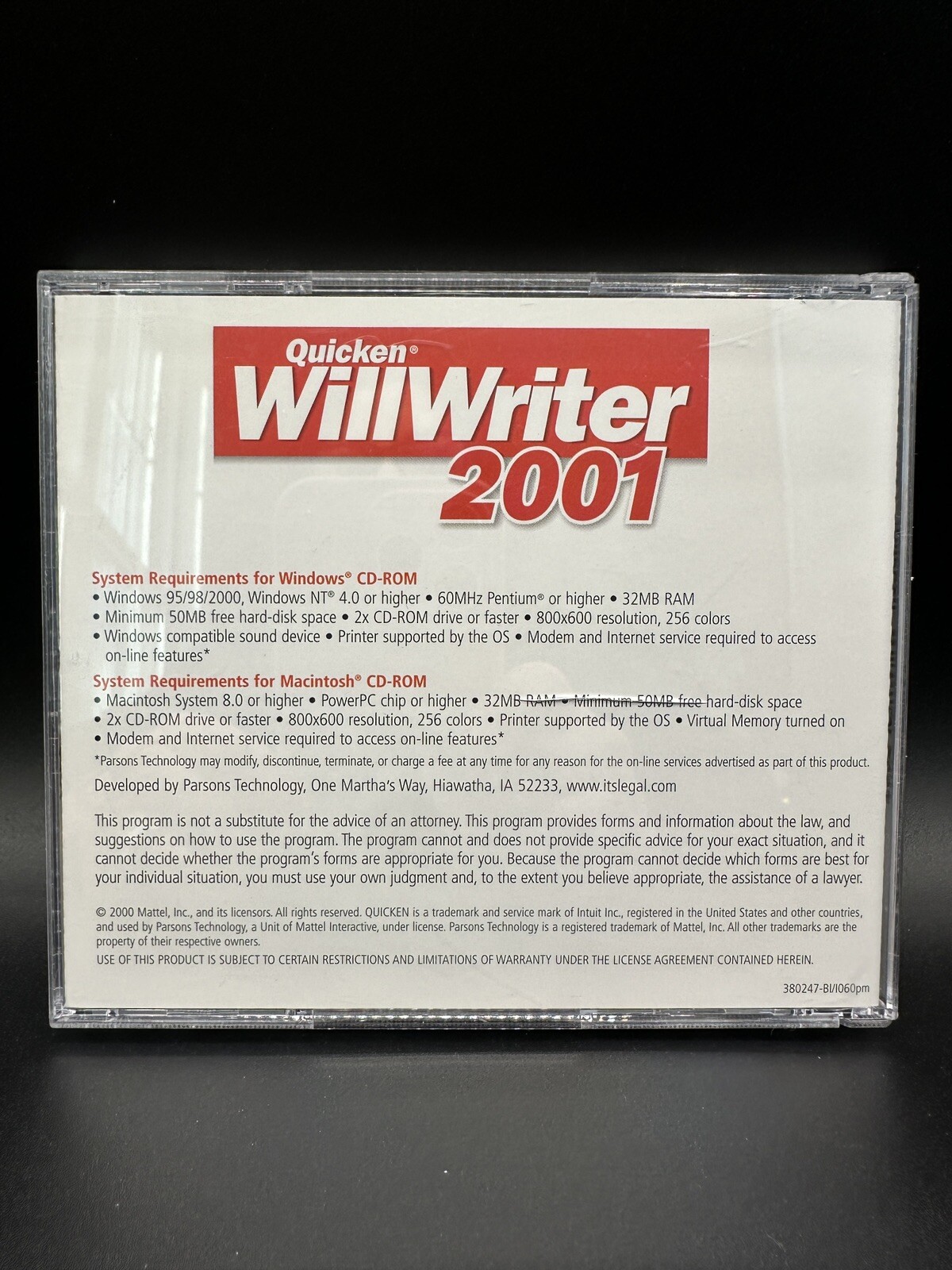 QUICKEN WILLWRITER 2001