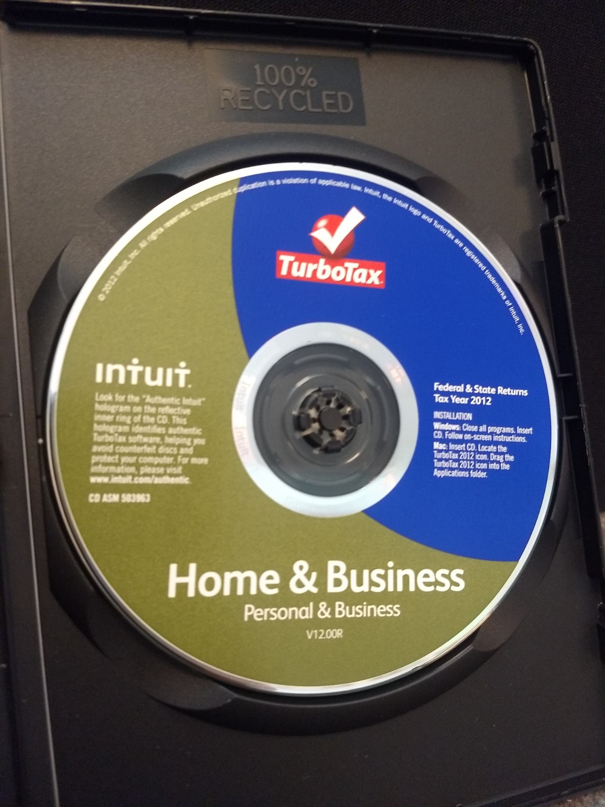 TurboTax Turbo Tax Home & Business Fed + State 2012
