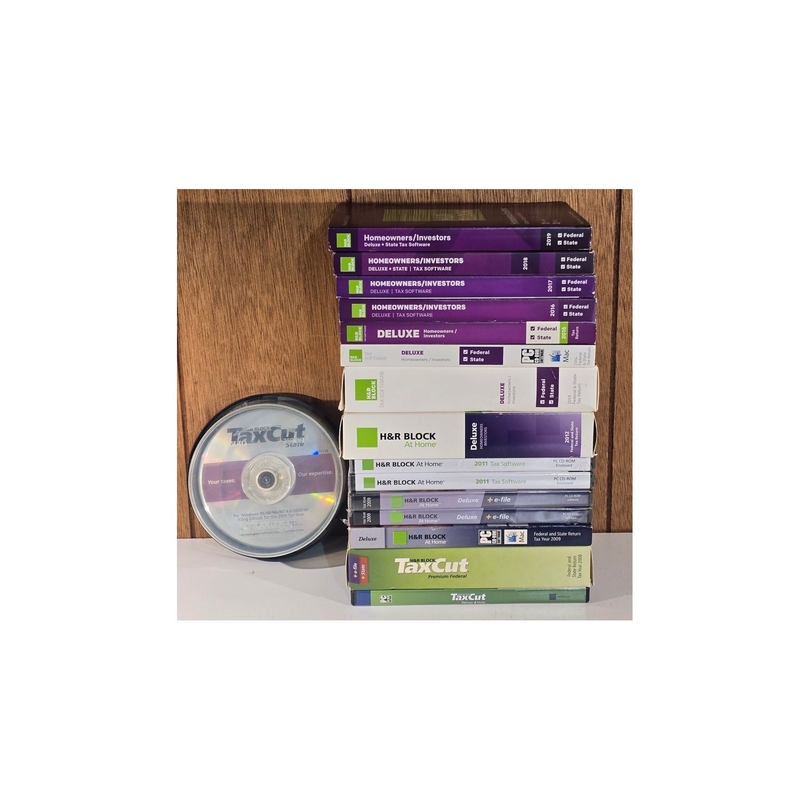 H&R Block Tax Software CD Lot 30+ Deluxe TaxCut Homeowners Investors 1999-2019