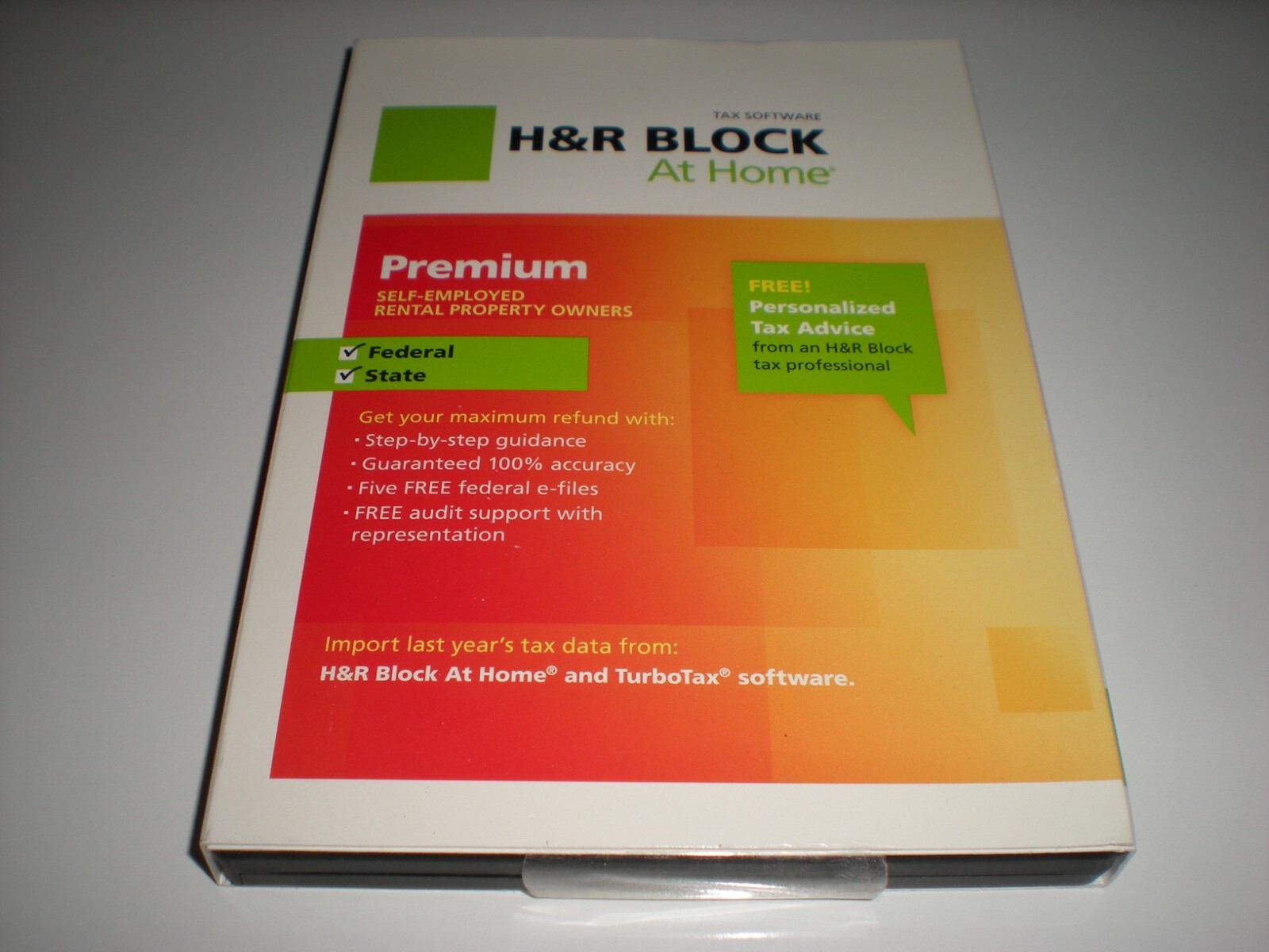 H&R Block 2012 Premium & State. Formerly called TaxCut. Imports Turbotax. New.