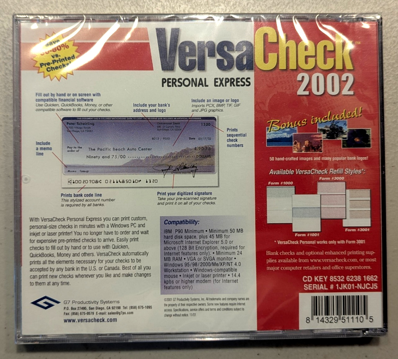 VersaCheck Personal Express 2002 PC CD ROM Brand New Sealed