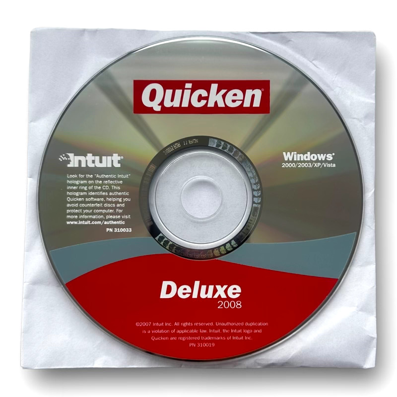Intuit Quicken Deluxe 2008 For Windows ’00/’03/XP/Vista NOT for Window 10/11
