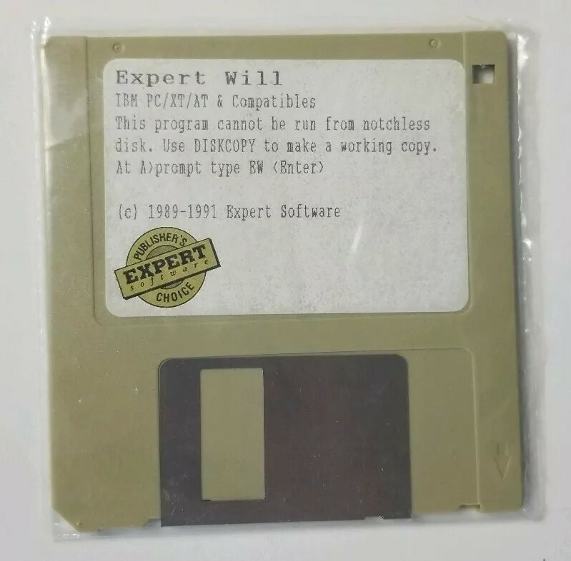 Expert Will Software Computer Program Diskette Floppy Disk 1991