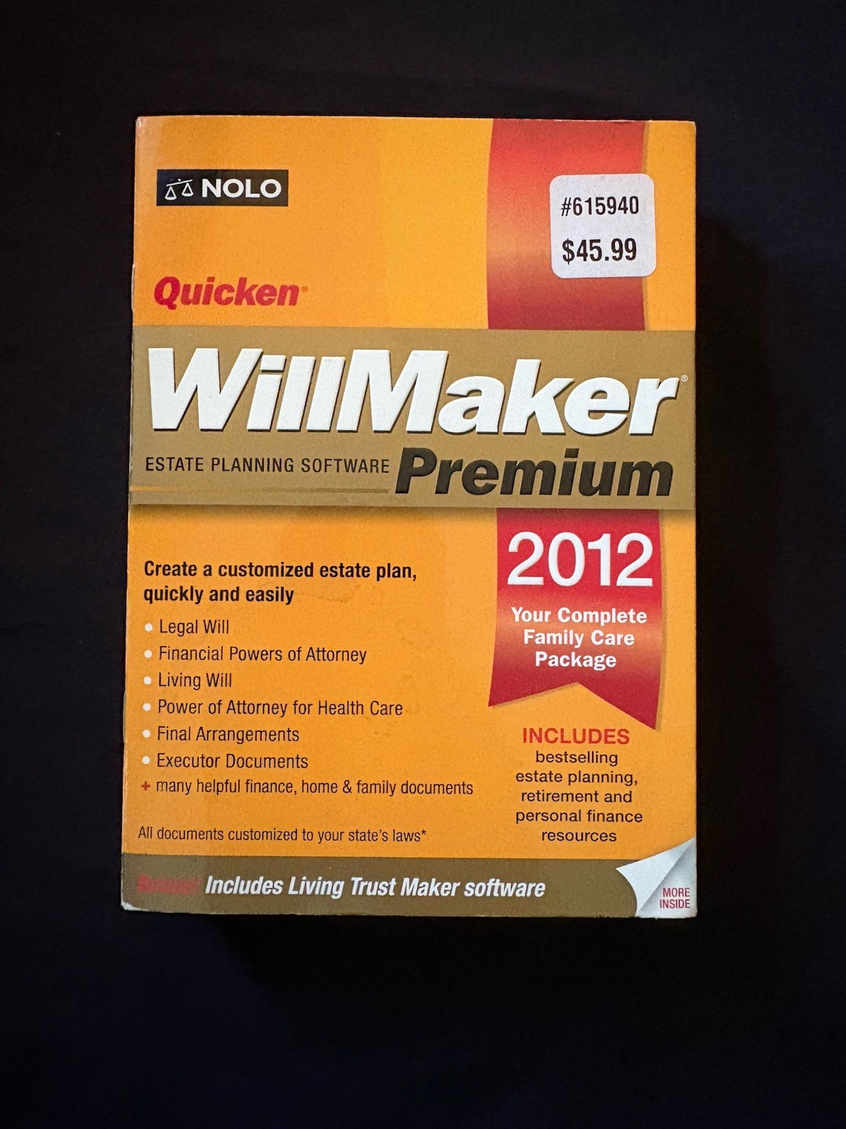 Quicken Nolo Willmaker Premium Estate Planning Software 2012 Version