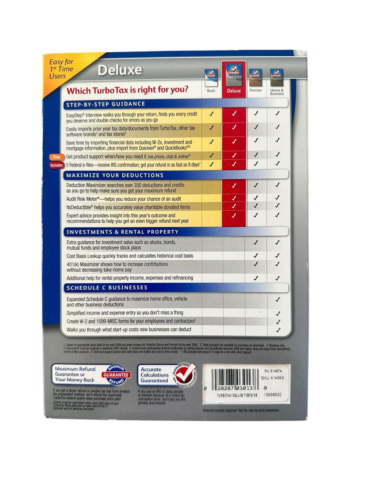TurboTax Deluxe 2010 Federal Returns + Federal E-File for Windows & MAC