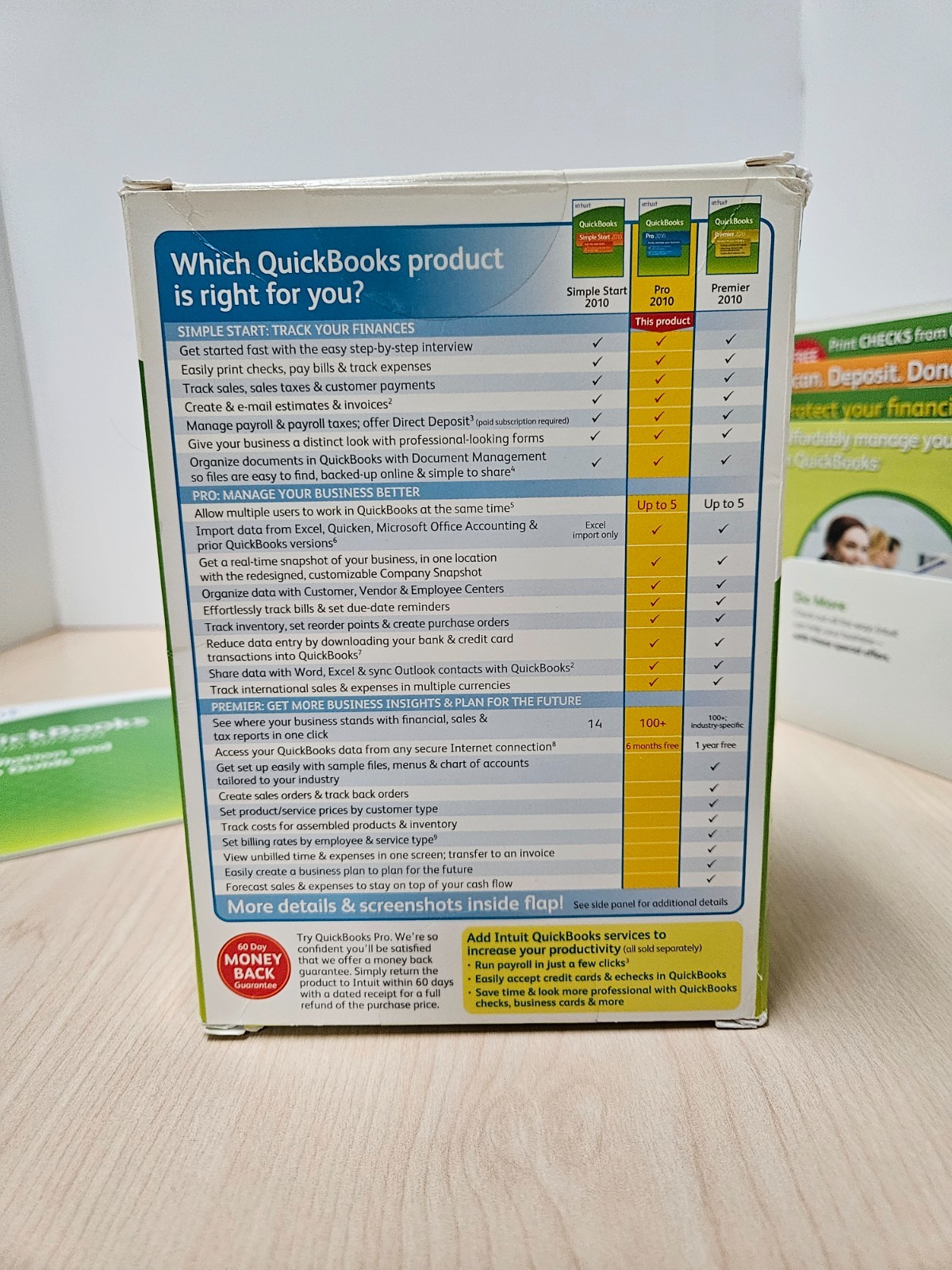 QuickBooks Pro 2010 Financial Software Windows XP/Vista 7 w Guide & Original Box