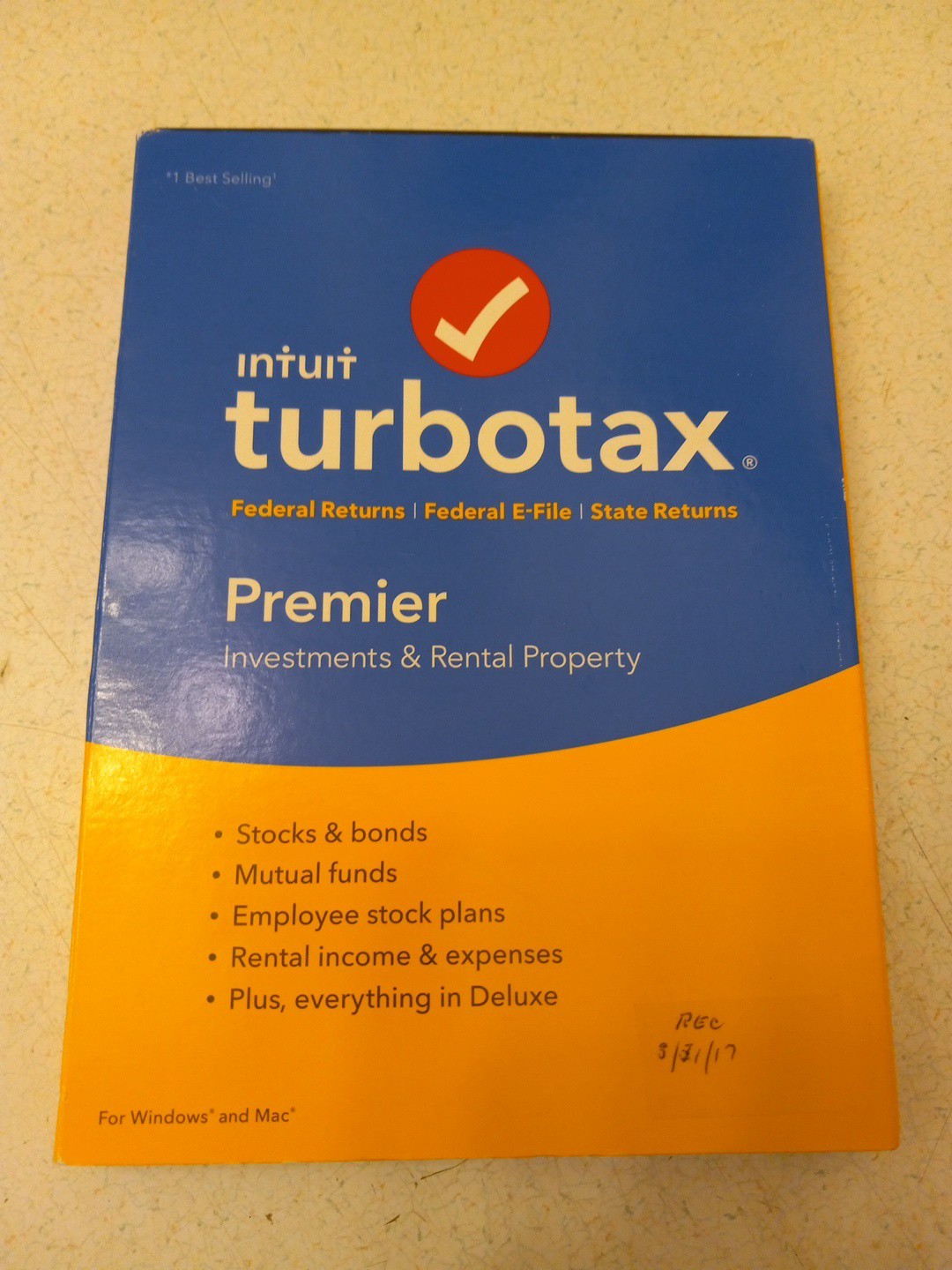 2016 TurboTax Premier Investments + Rental Property 2016 Federal Mac/PC CD-ROM