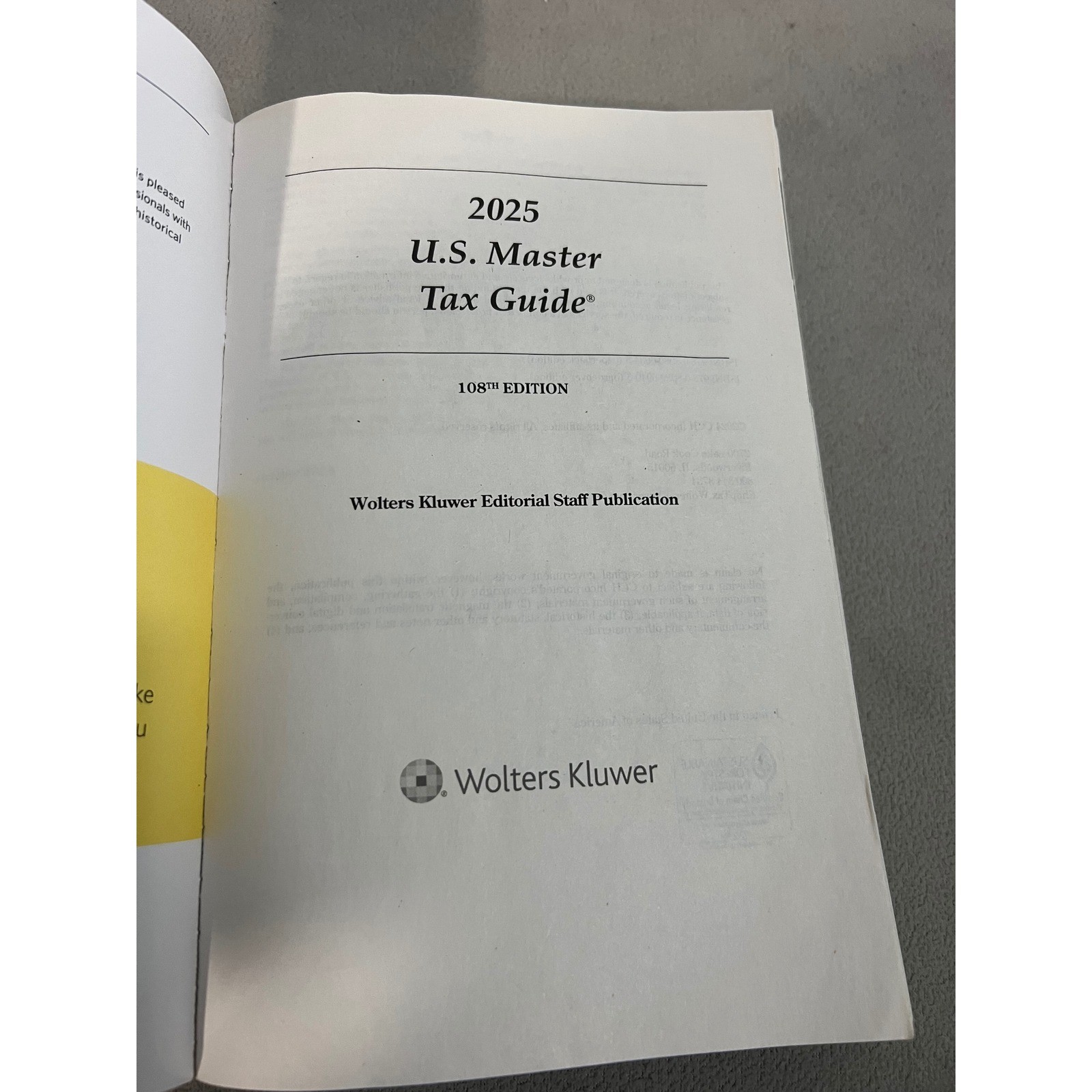 2025 US Master Tax Guide 108th Edition Wolters Kluwer Tax Preparation Book