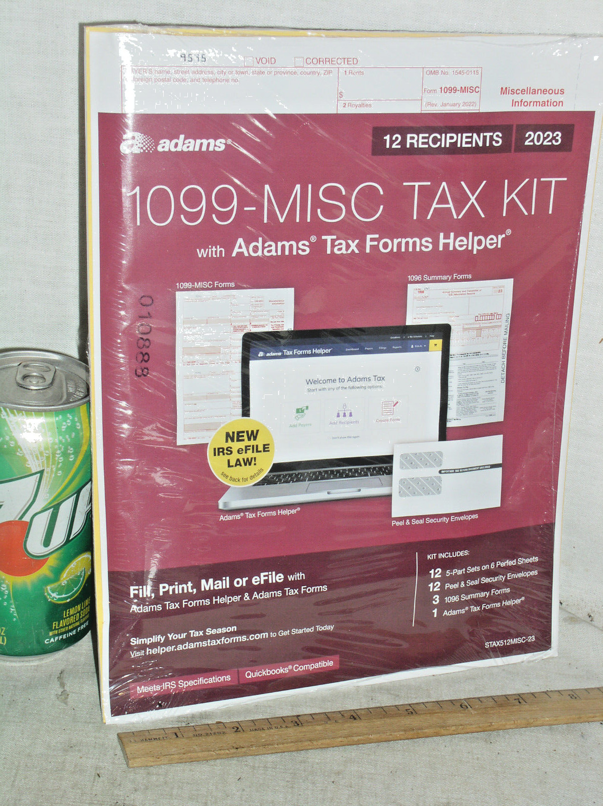 SEALED 2023 ADAMS 1099-MISC TAX KIT FORMS 5-PART 12 RECIPIENTS+ENVLOPES STAX512