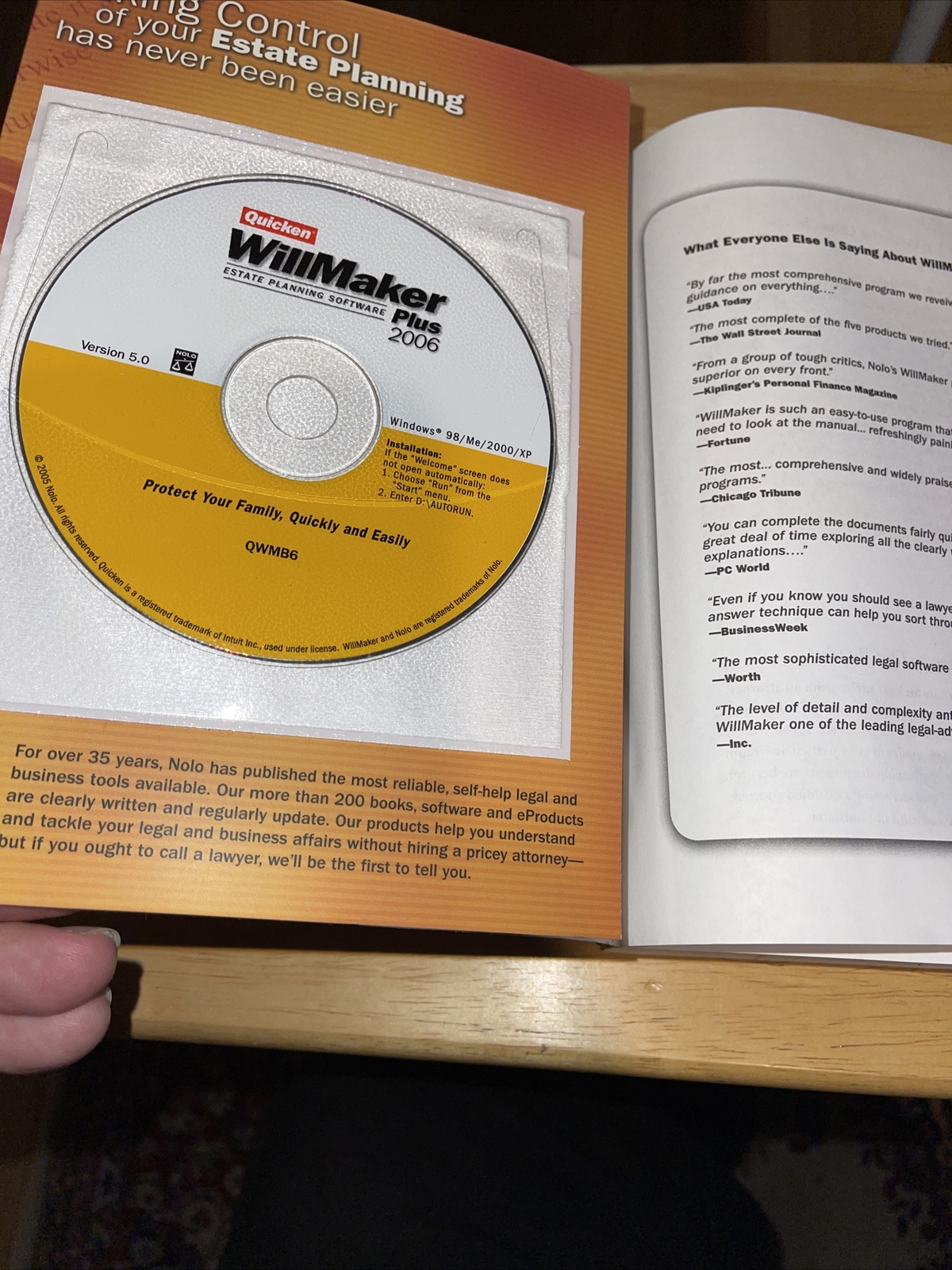 Quicken WillMaker Plus 2006 Estate Planning Essentials Living Trust Disc Include