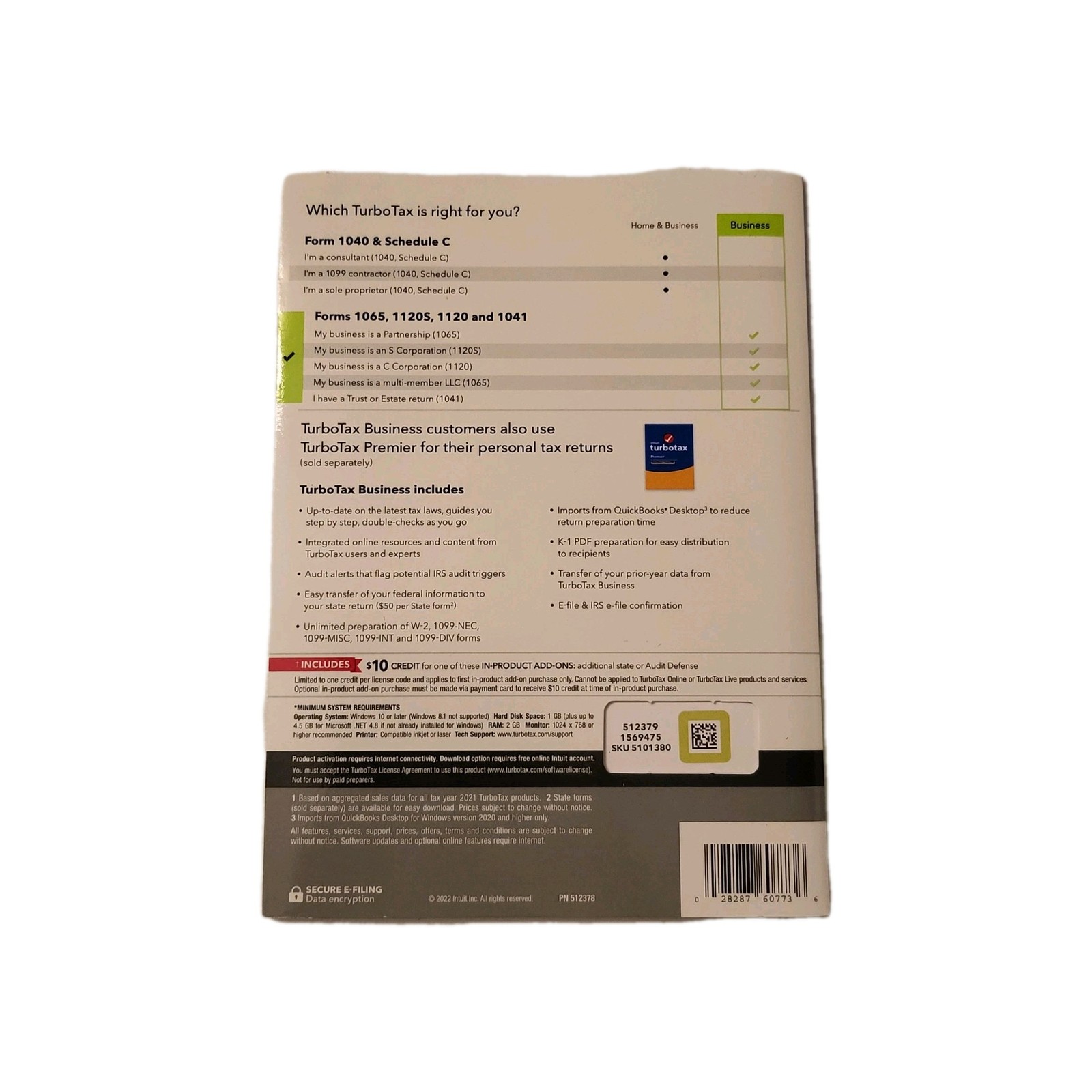TurboTax Business-Partnerships, Corporations & LLC’s for tax year 2022 NEW