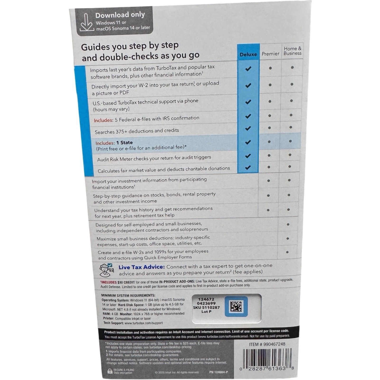 Intuit Turbo tax Deluxe 2025 Federal & State , New Sealed Numeric Key Shipped!
