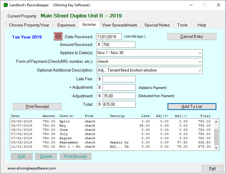 Landlord’s Recordkeeper: Rental Property Records Software [Download Version]