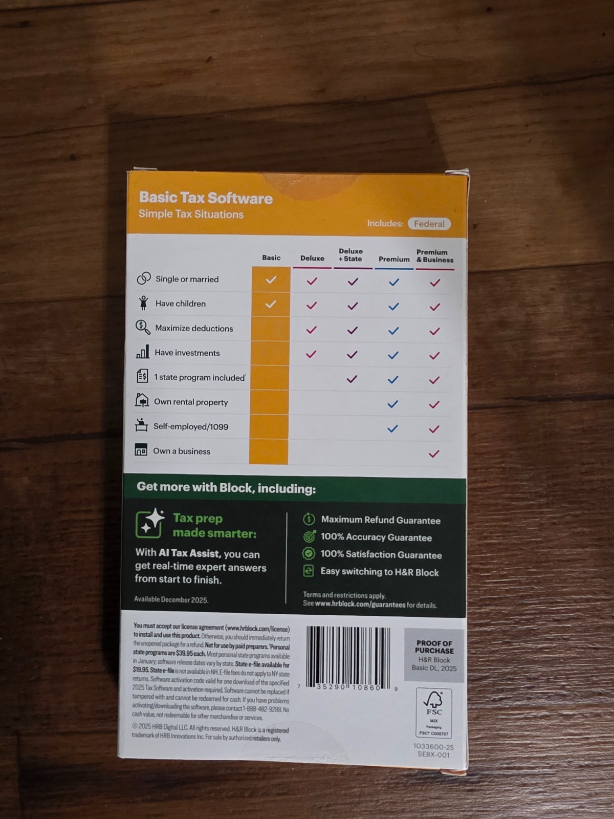 H&R Block Tax Software Basic 2025 PC/Mac NEW