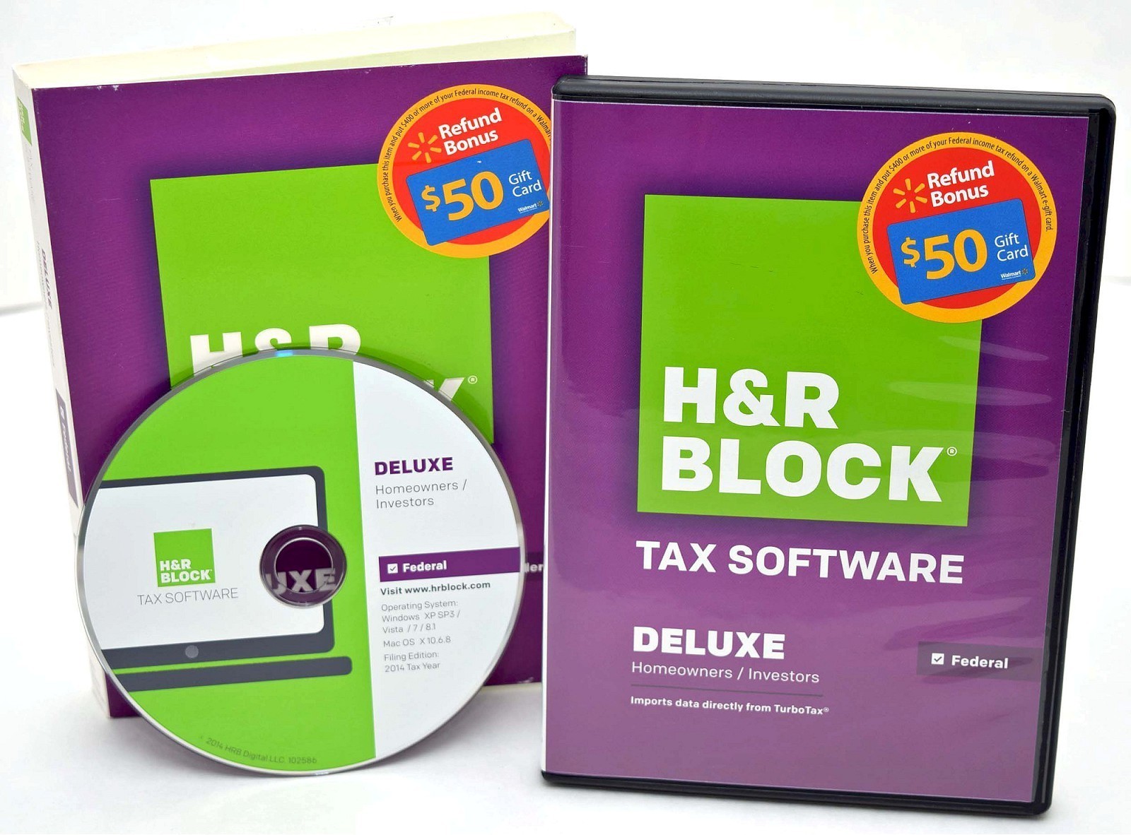 NEW H&R Block 2014 DELUXE Homeowner/Investor Tax Software taxes FEDERAL ONLY CD