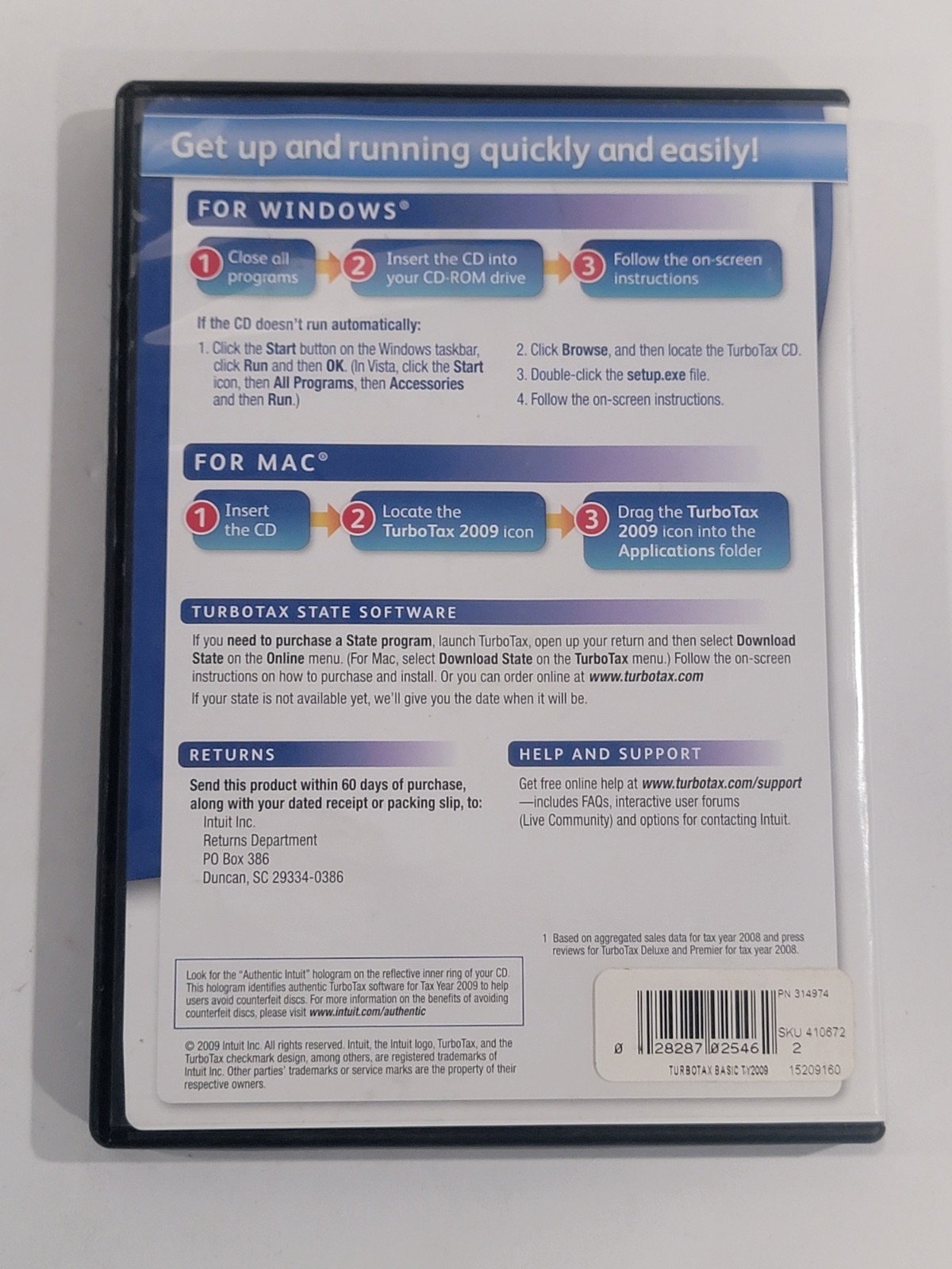 Intuit TurboTax Basic 2009 Software – Federal Only