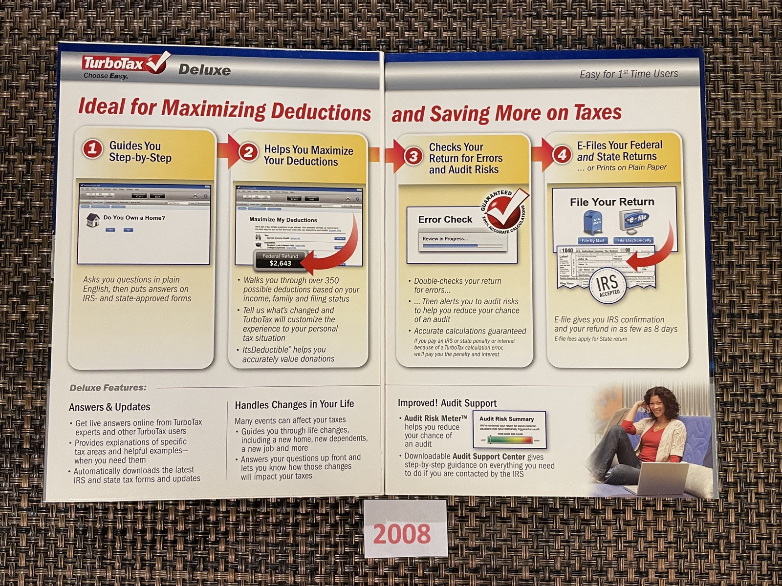 ✅Turbo Tax Deluxe 2008 Federal & State Returns plus Federal E-File in Sleeve