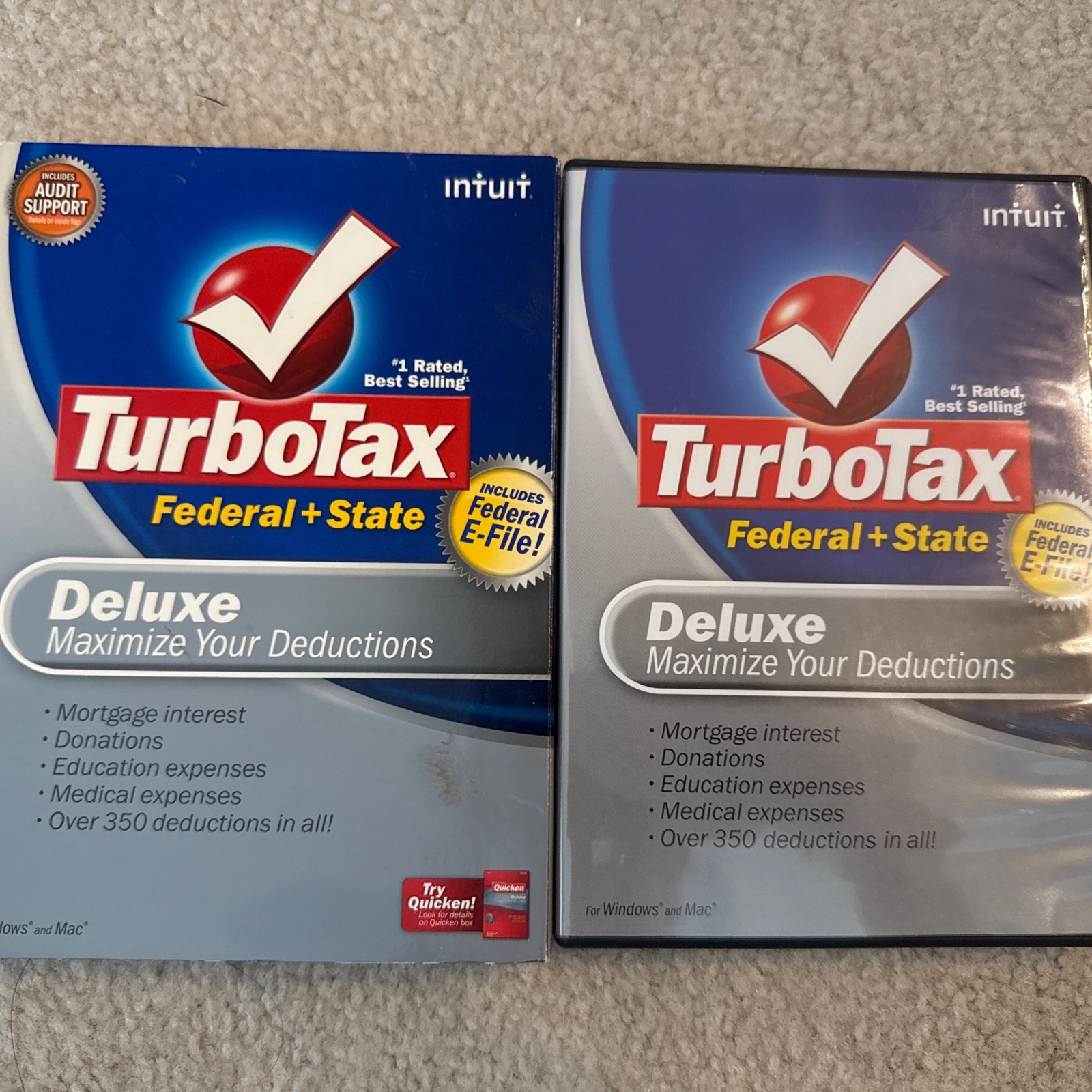 ✅Turbo Tax Deluxe 2008 Federal & State Returns plus Federal E-File in Sleeve