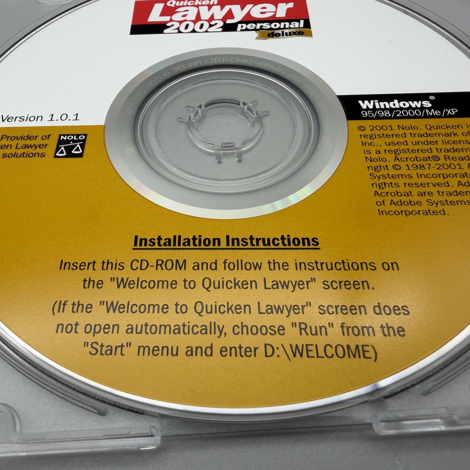 Vintage Quicken Lawyer 2002 Personal Deluxe Legal Software CD-ROM Win 95/XP