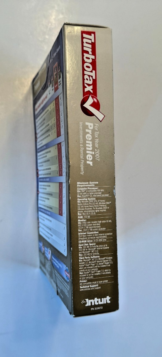 NEW 2007 TurboTax Premier Federal – Investment – Rental Owners Tax Software