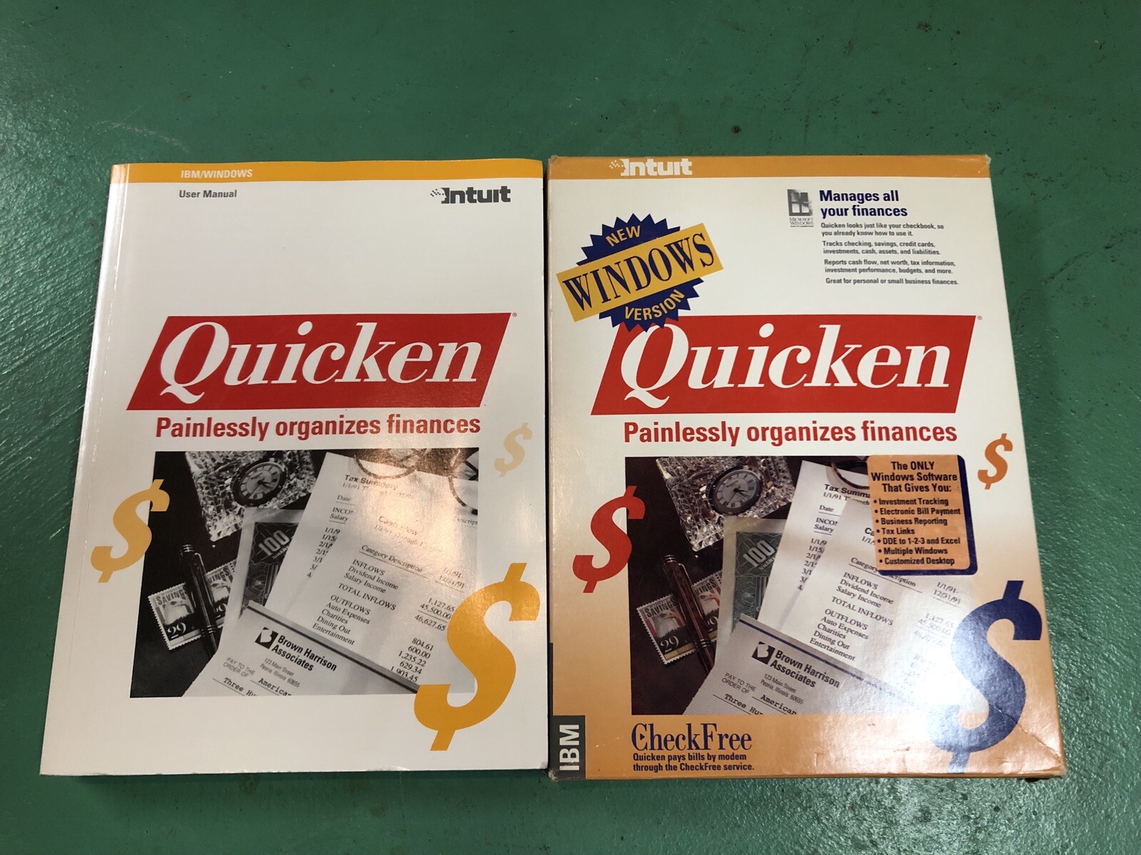 Intuit Quicken 1991 For Windows 3.5 Floppy Disks w/ Book Manual