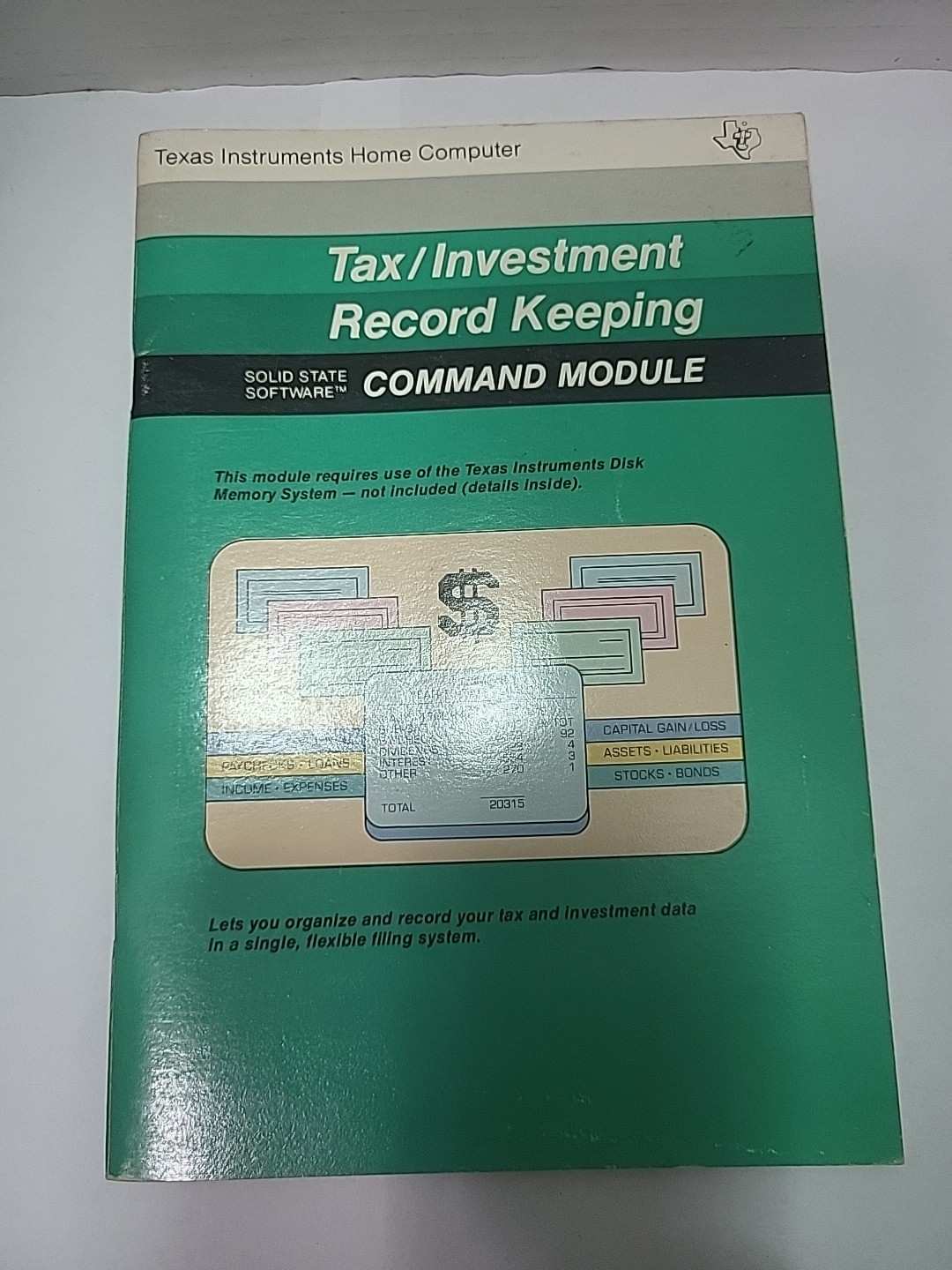 Tax/Investment Record Keeping black cartridge Texas Instruments TI994A . C 1980