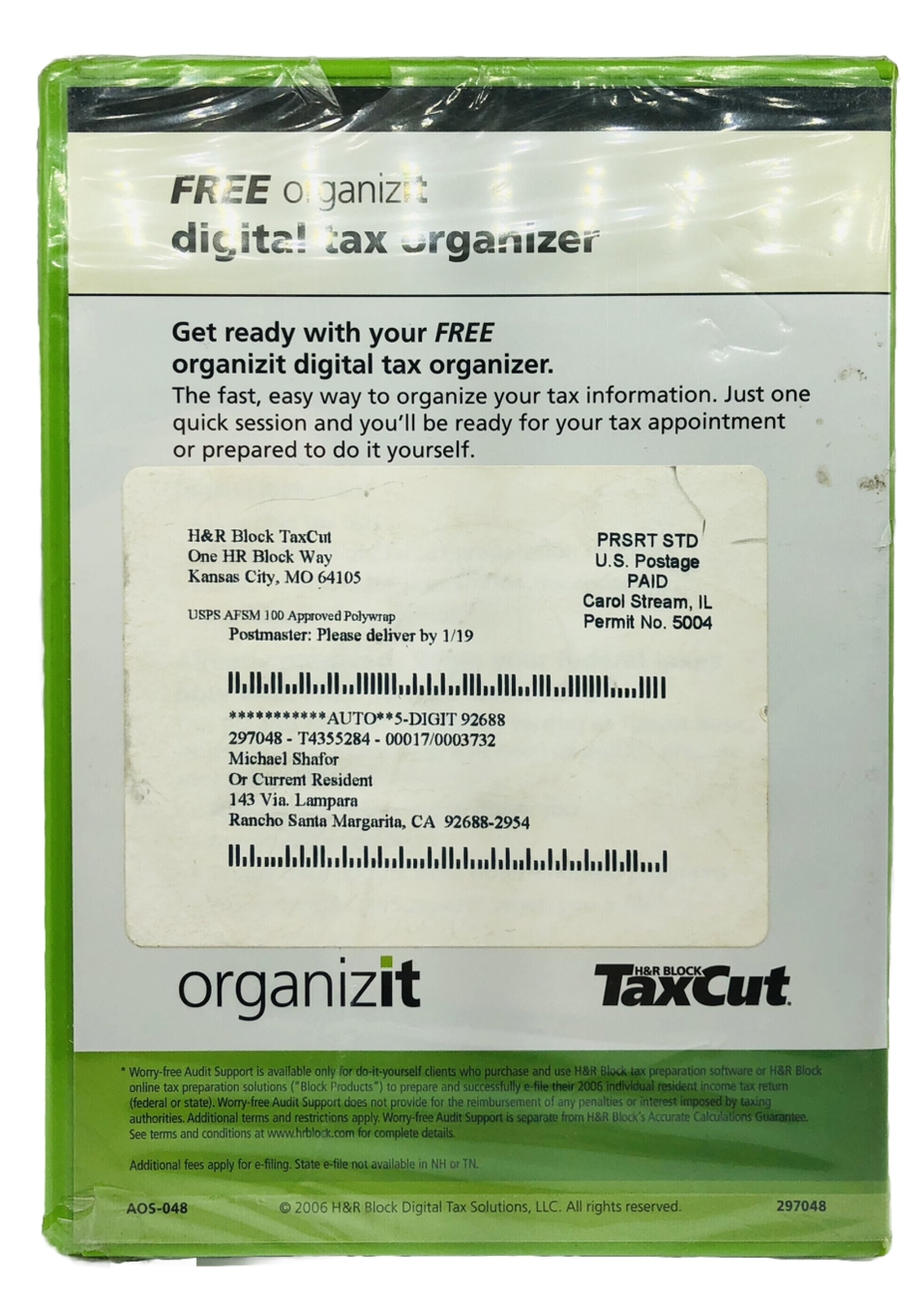 NEW H&R Block Organizeit Digital Tax Organizer 2006 Fed Tax Software CD ROM