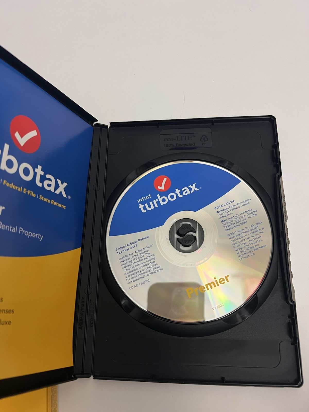 2017 Intuit TurboTax Premier Investments Rental Property Tax CD Windows PC & Mac